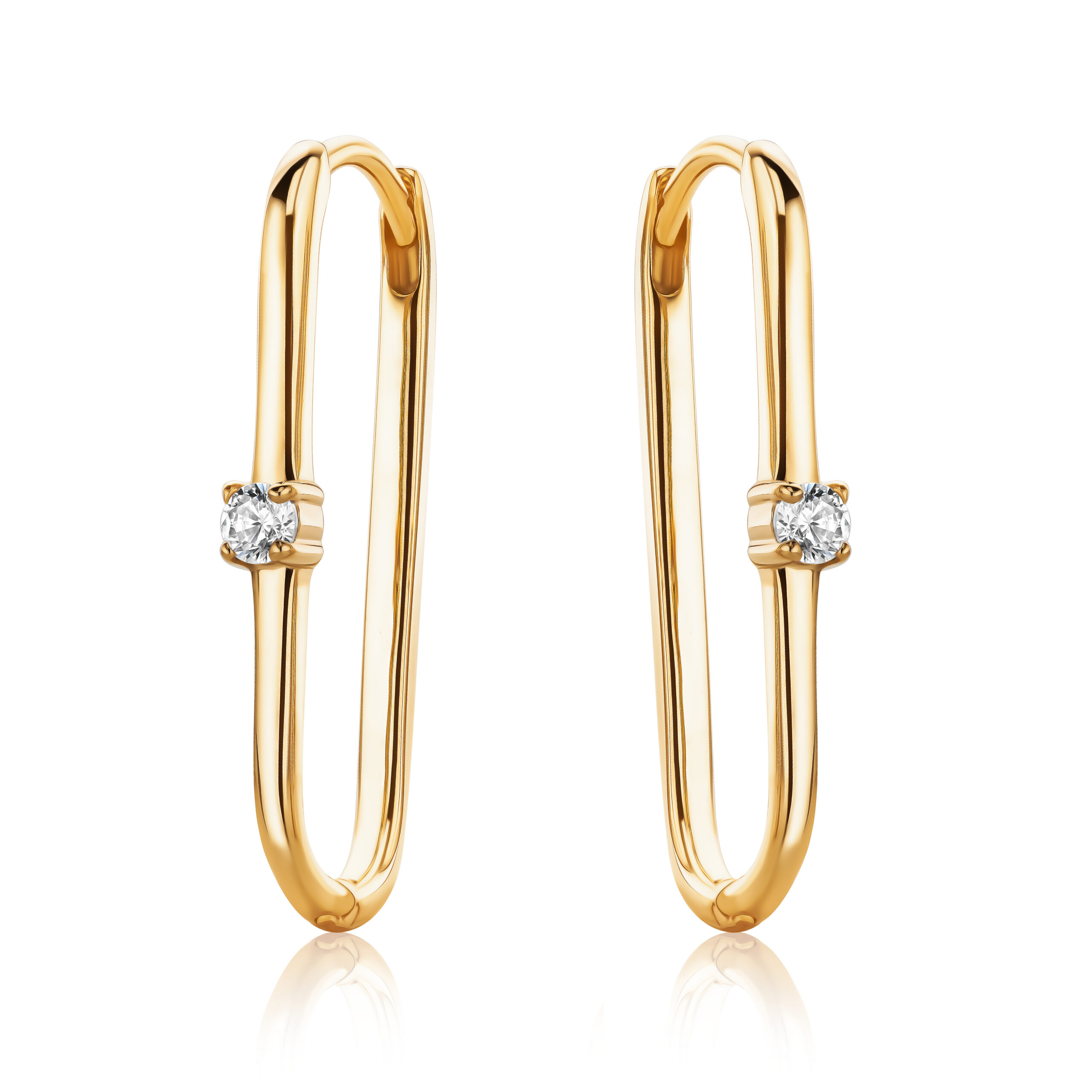 Miore Earrings Orecchini Argento Placcato Oro Zirconia