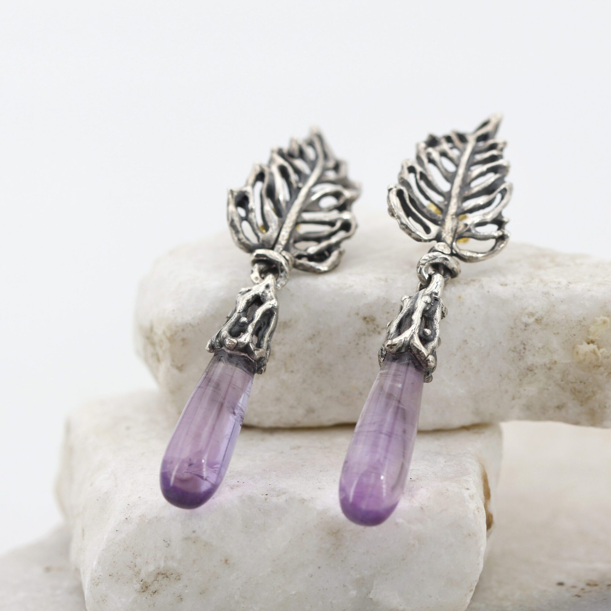 Anna Gioielli Collezione Marte Orecchini argento ametista goccia 60 mm