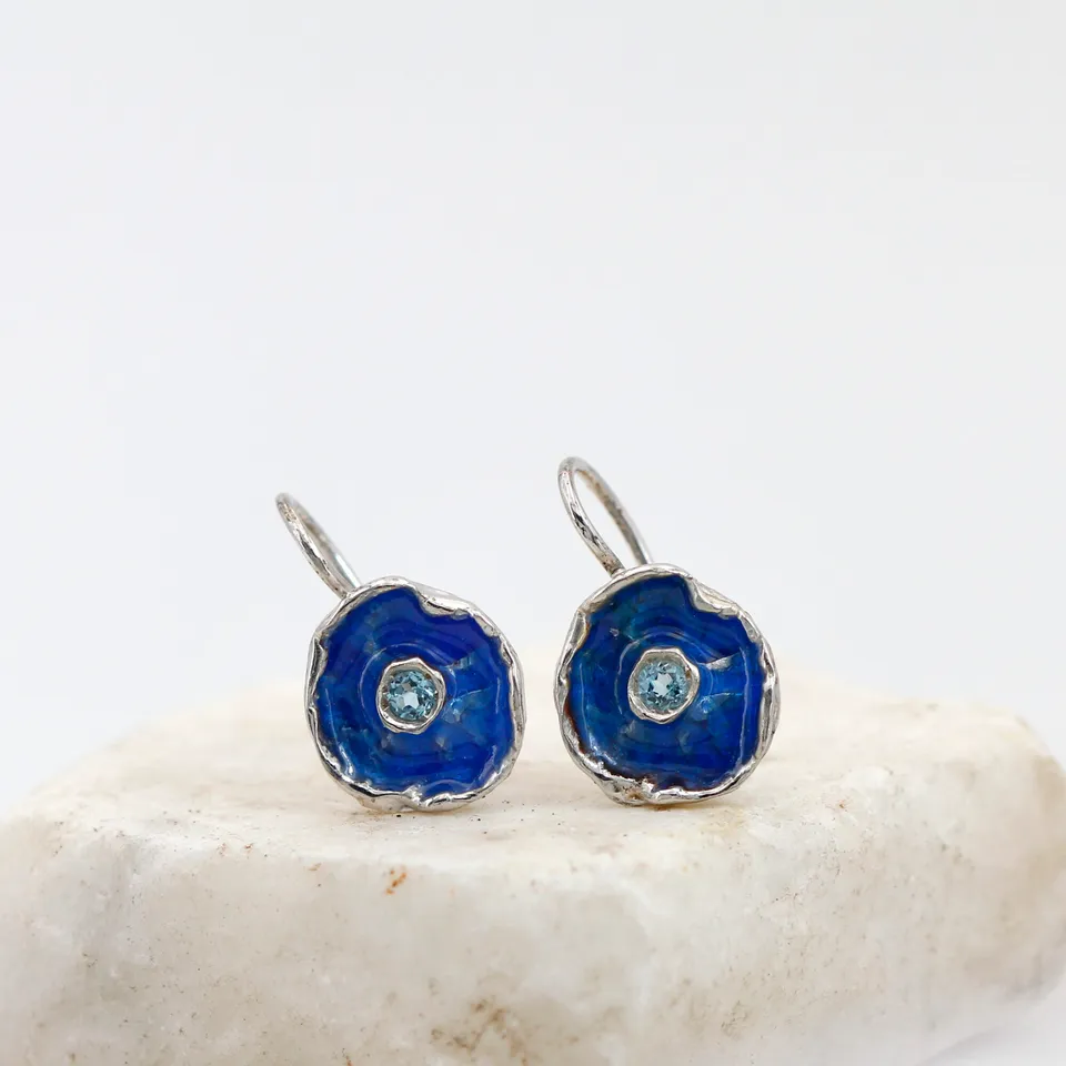 Anna Gioielli Winter Flower Orecchini Argento Topazio Blu