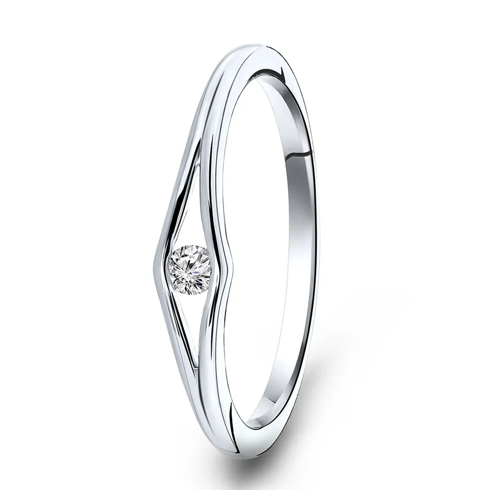 Miore Anello Oro Bianco 9Kt 375