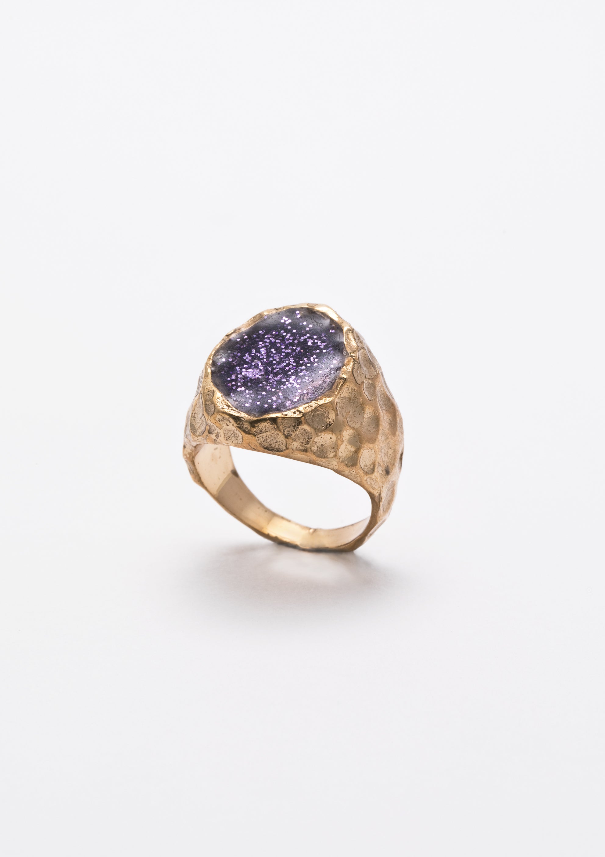 Voodoo Jewels Sigilla Purple Sigillum anello bronzo placcato oro glitter