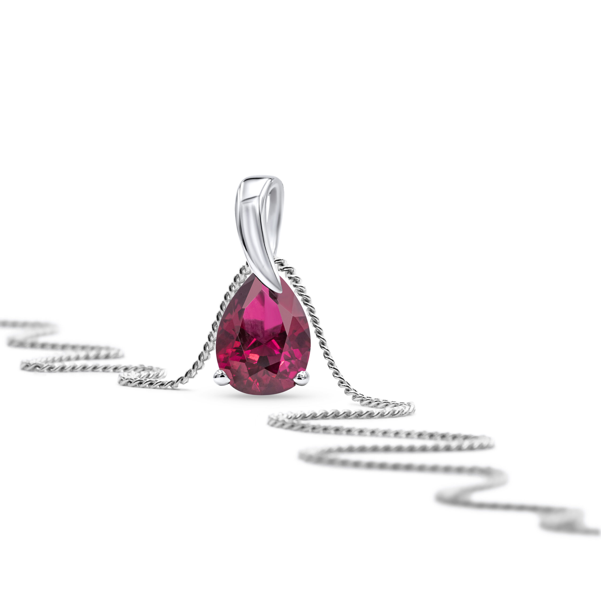 Miore Collana Oro Bianco 9Kt con Rubino Creato