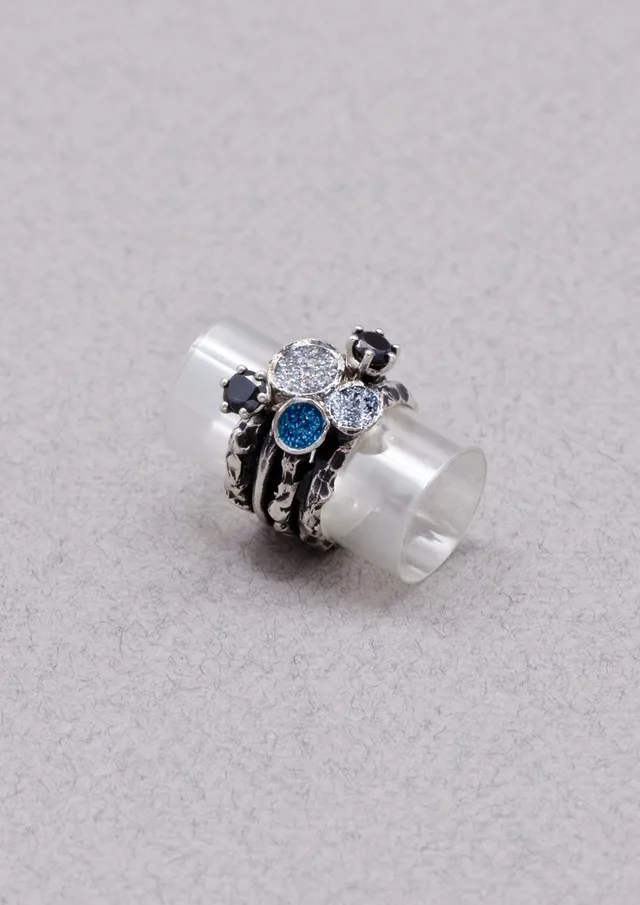 Voodoo Jewels Bold Shapes Catula anello argento pietre