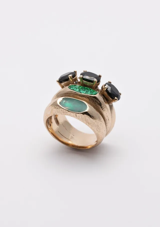 Voodoo Jewels Bold Shapes Cautha Anello bronzo dorato pietre