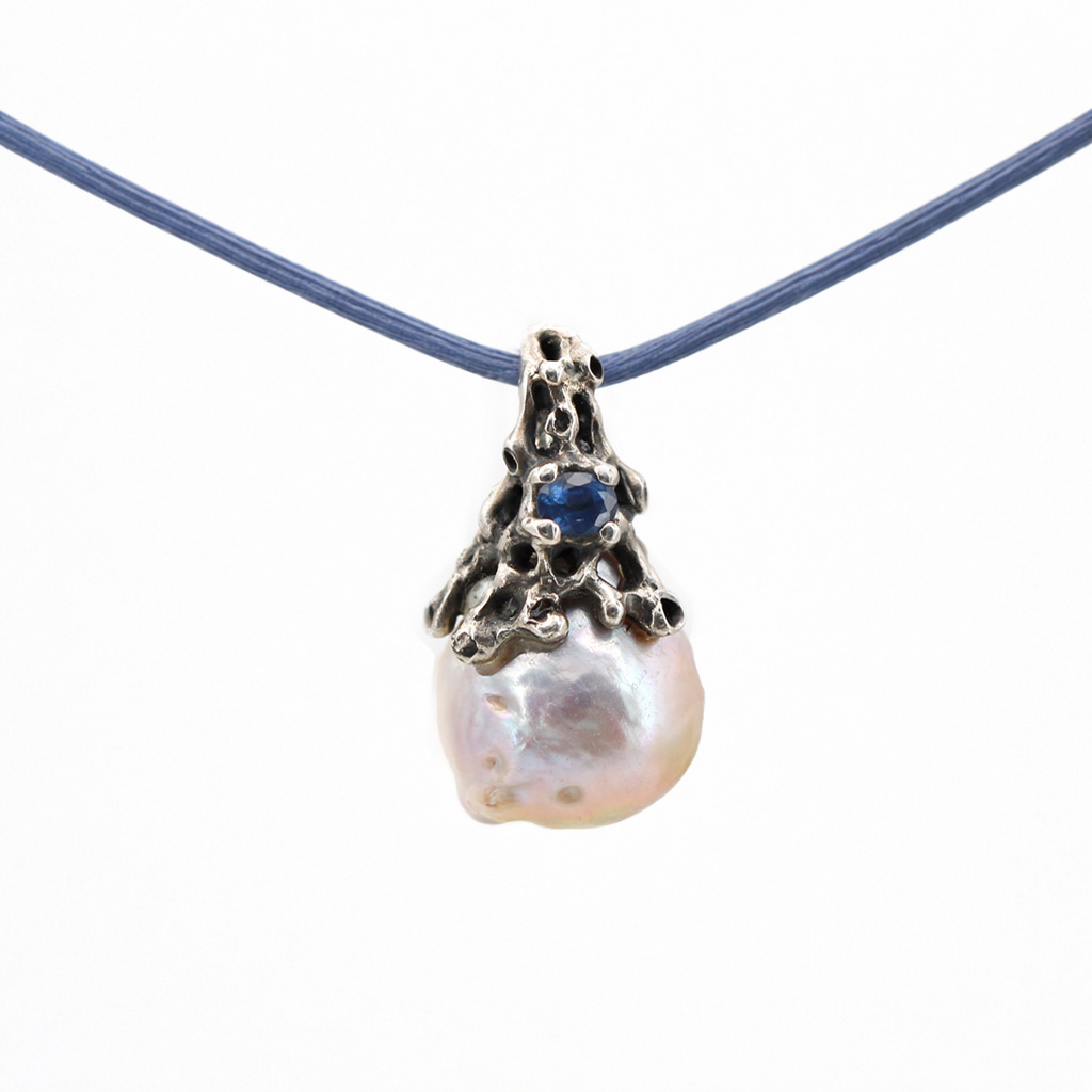 Anna Gioielli Marte pendente argento zaffiro perla barocca 31 mm