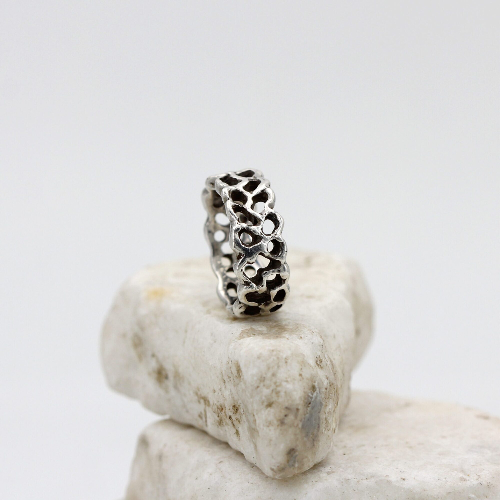 Anna Gioielli Marte Anello fascia argento 925 crateri 8,30 g