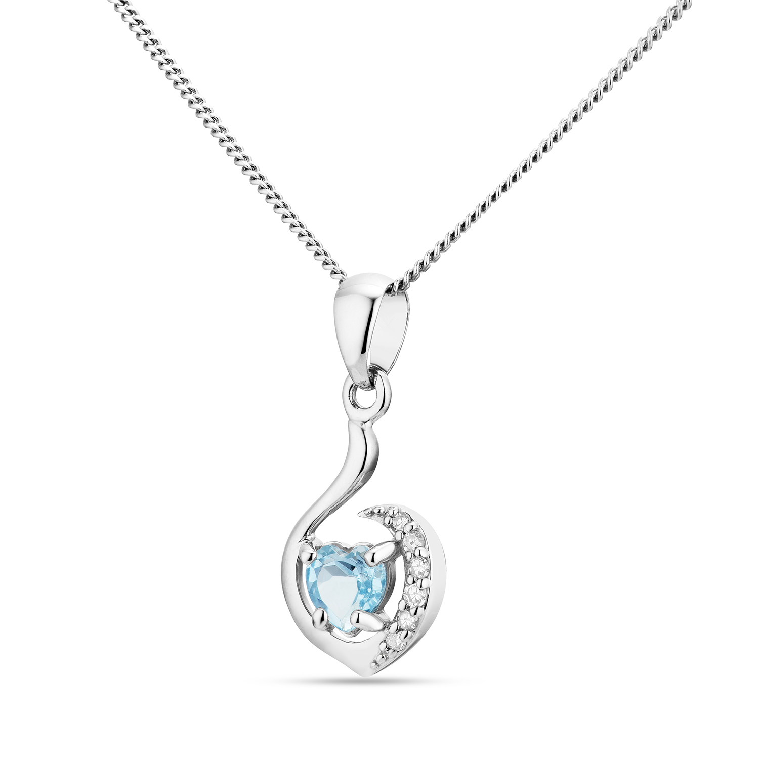 Miore Necklace Collana oro bianco 9Kt topazio blu