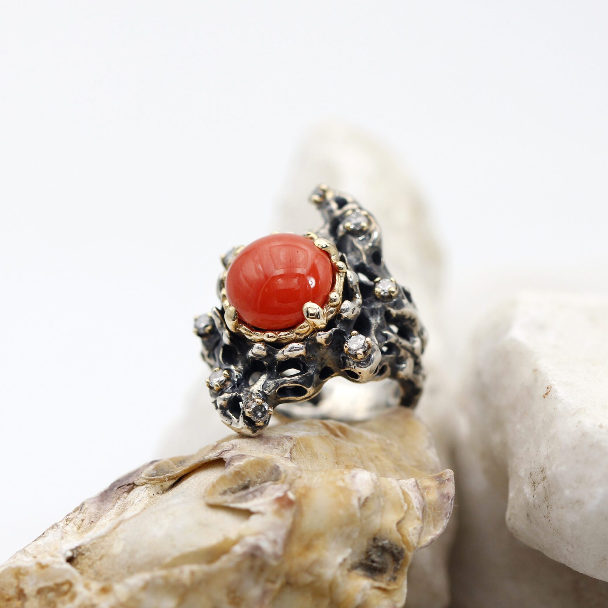 Anna Gioielli Jolly Jewels anello argento oro corallo diamanti