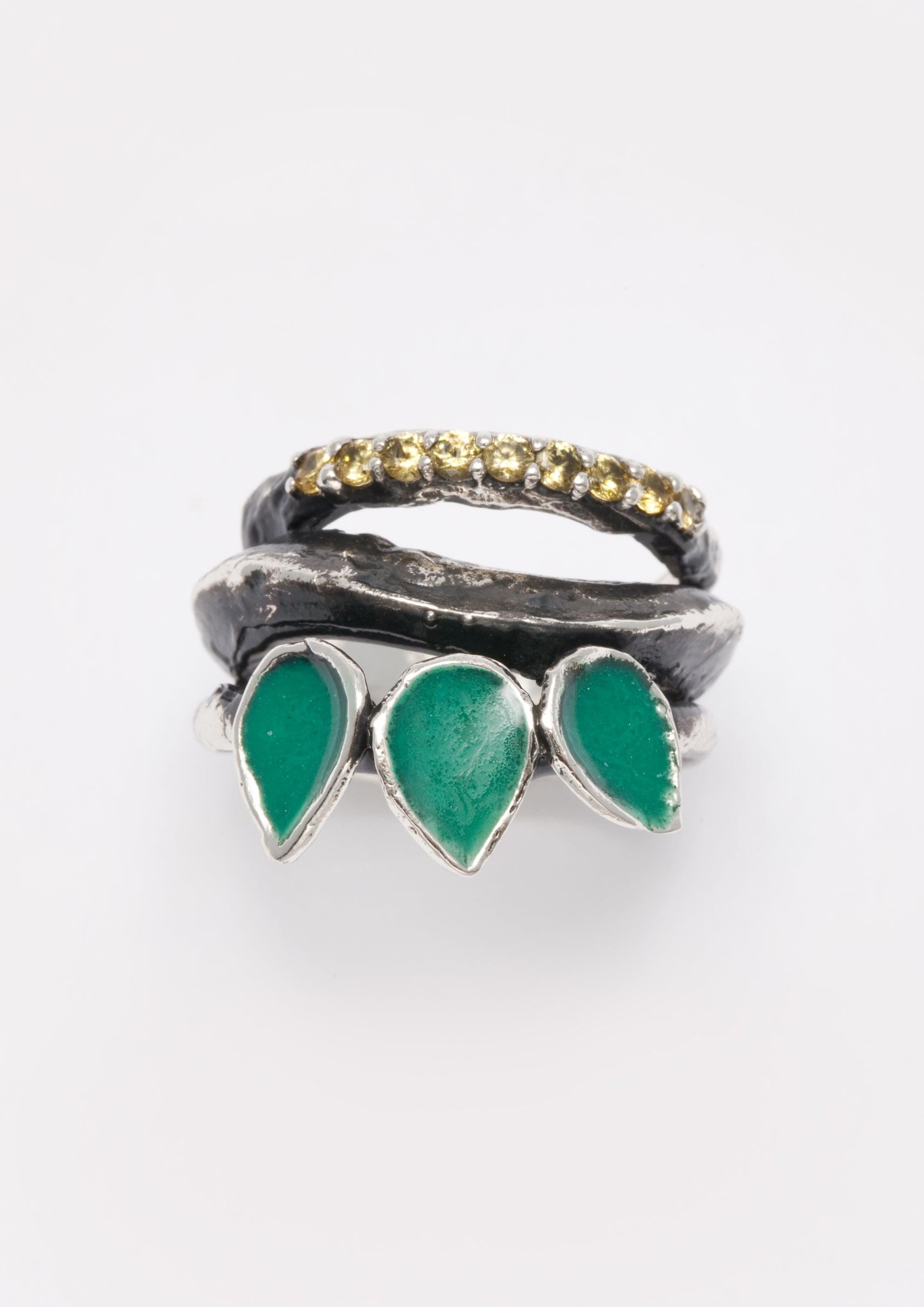 Voodoo Jewels Bold Shapes Gaura anello argento pietre