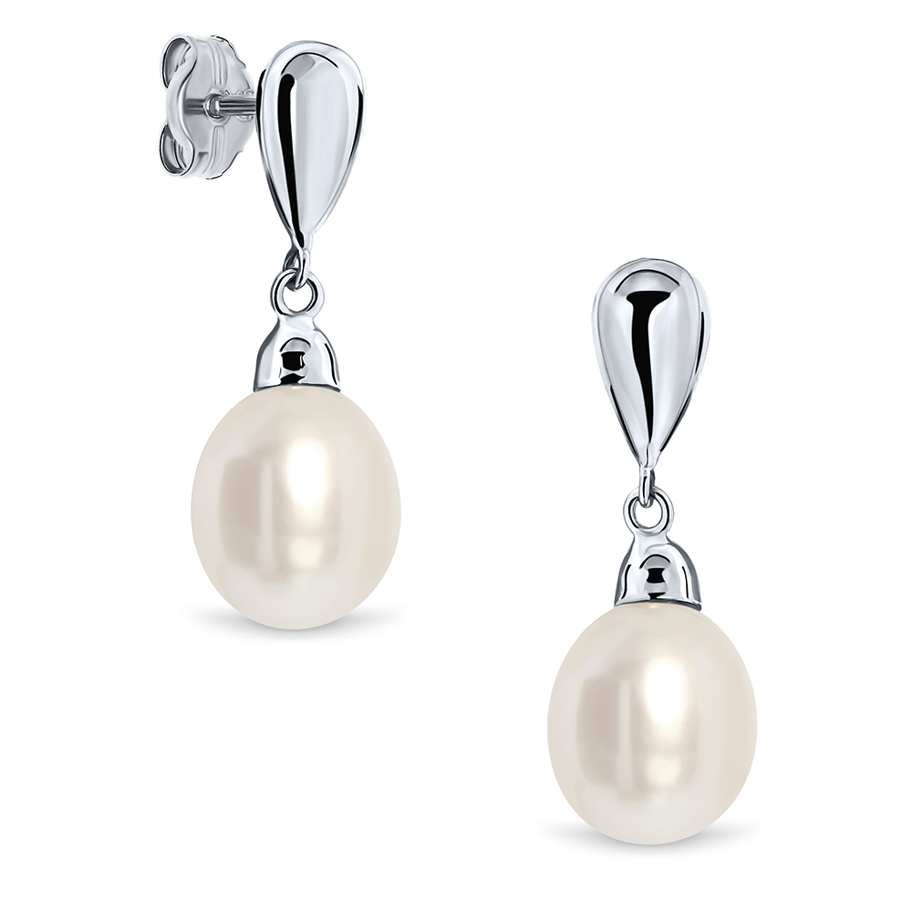 Miore Orecchini Oro Bianco 9Kt Perla Acqua Dolce