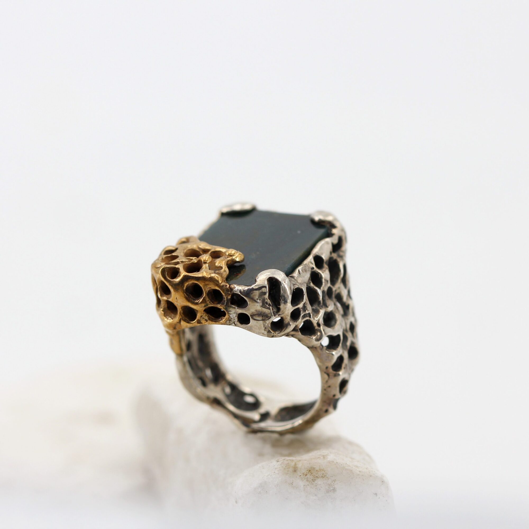 Anna Gioielli Marte anello argento diaspro verde 15x20 mm