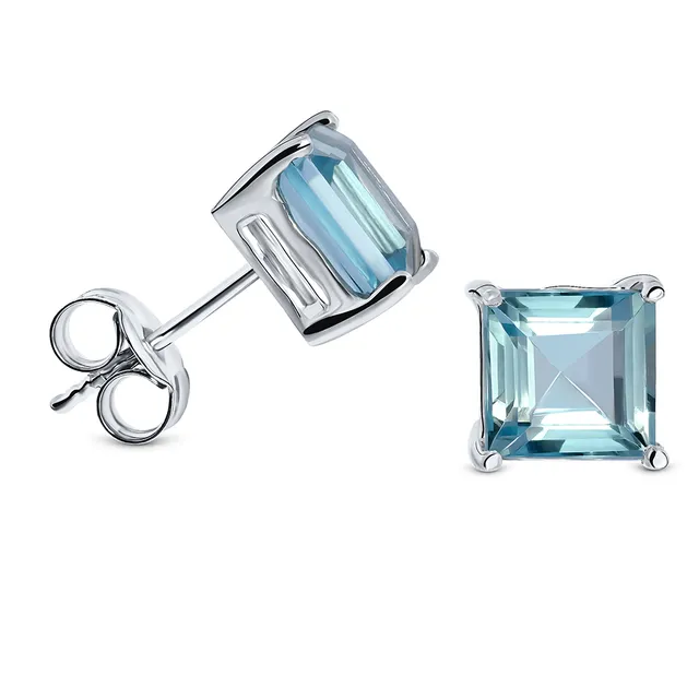 Miore Orecchini Oro Bianco 9Kt Topazio Blu