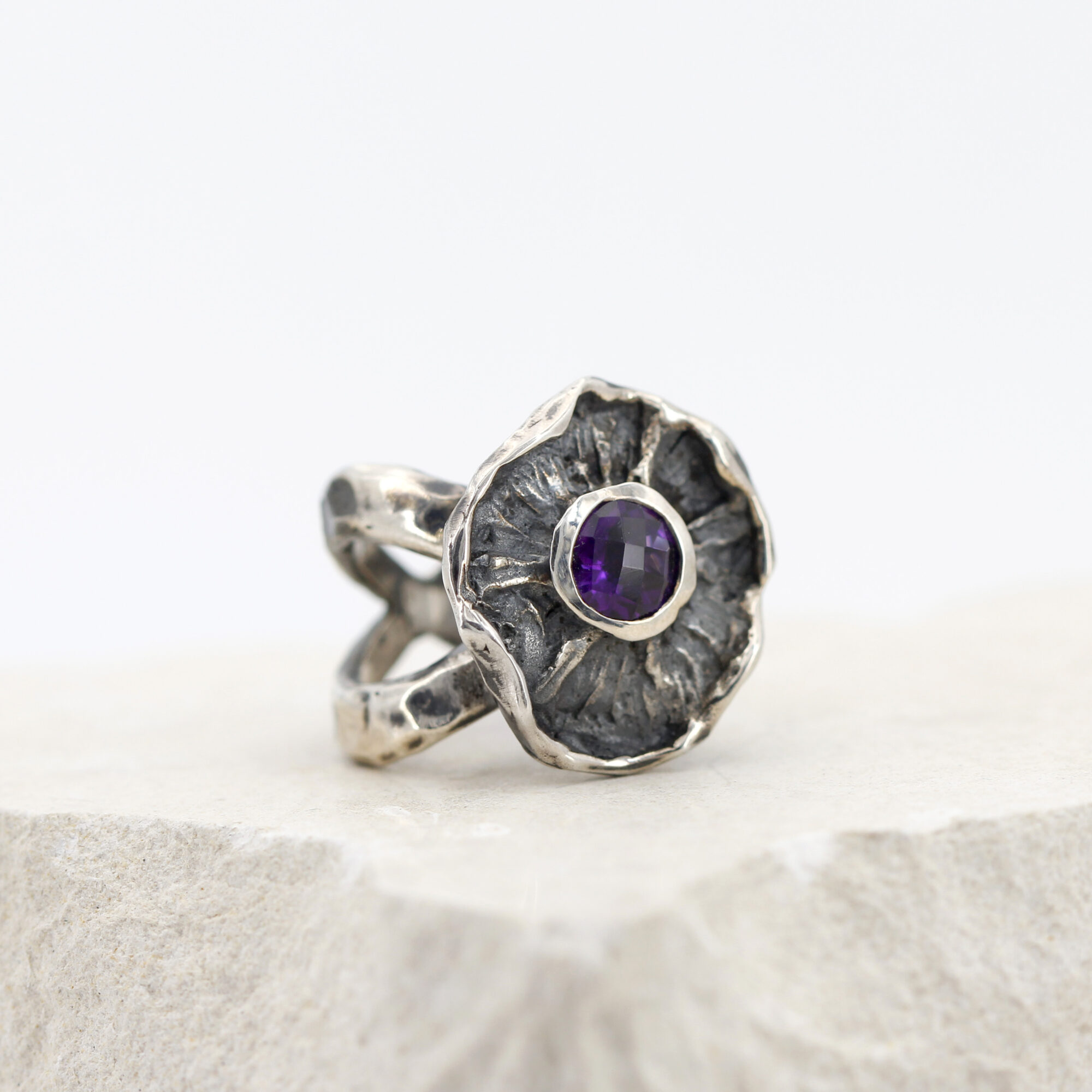 Anna Gioielli Winter Flower anello argento ametista 21 mm