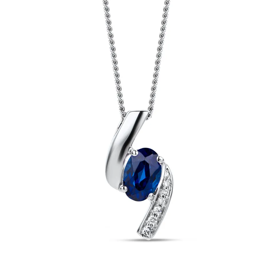 Miore collana oro bianco 9 kt zaffiro creato