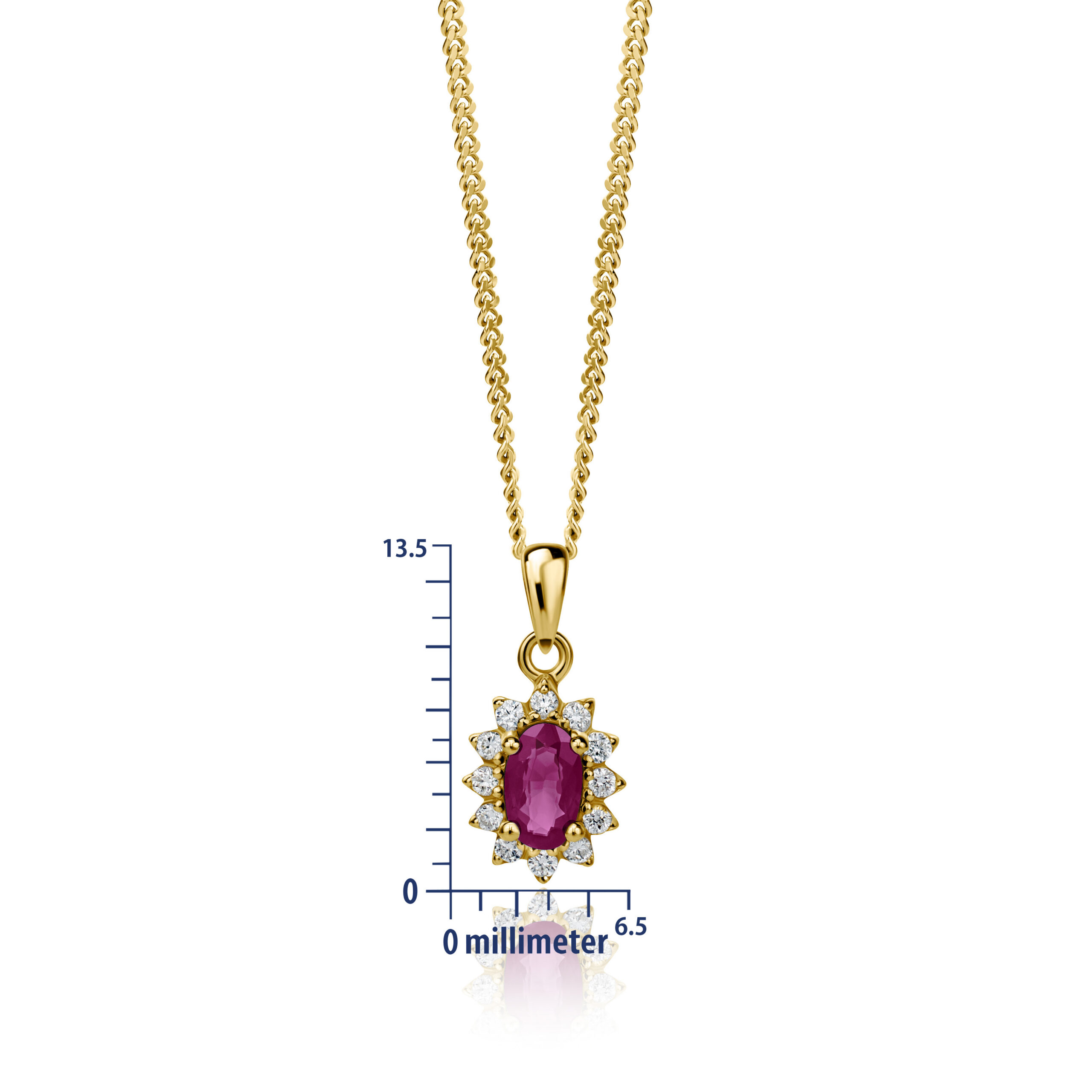 Miore Collana Oro Giallo 9 Kt Rubino Naturale