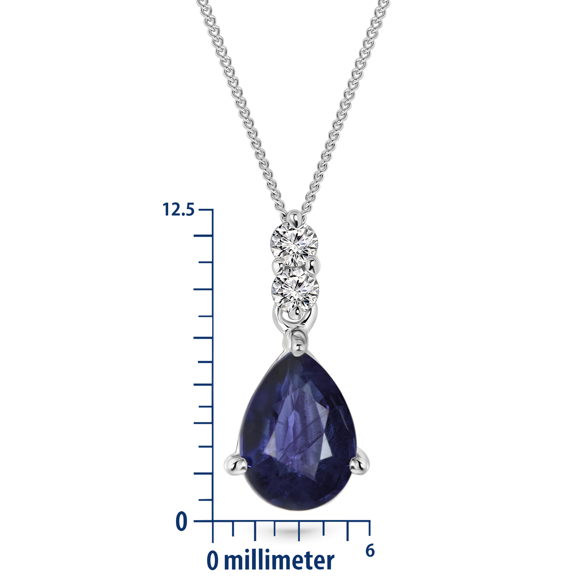 Miore Necklace Collana Oro Bianco 9Kt 375 con Zaffiro