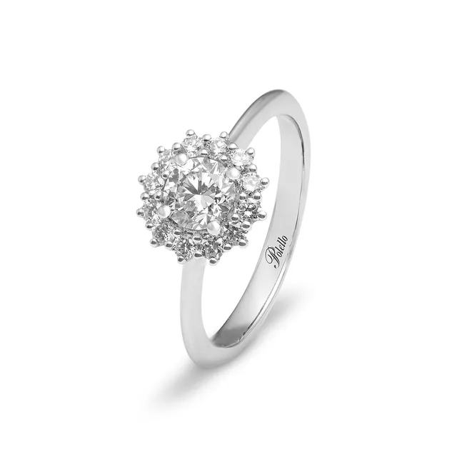 Polello Fiori anello in platino con diamanti brillanti