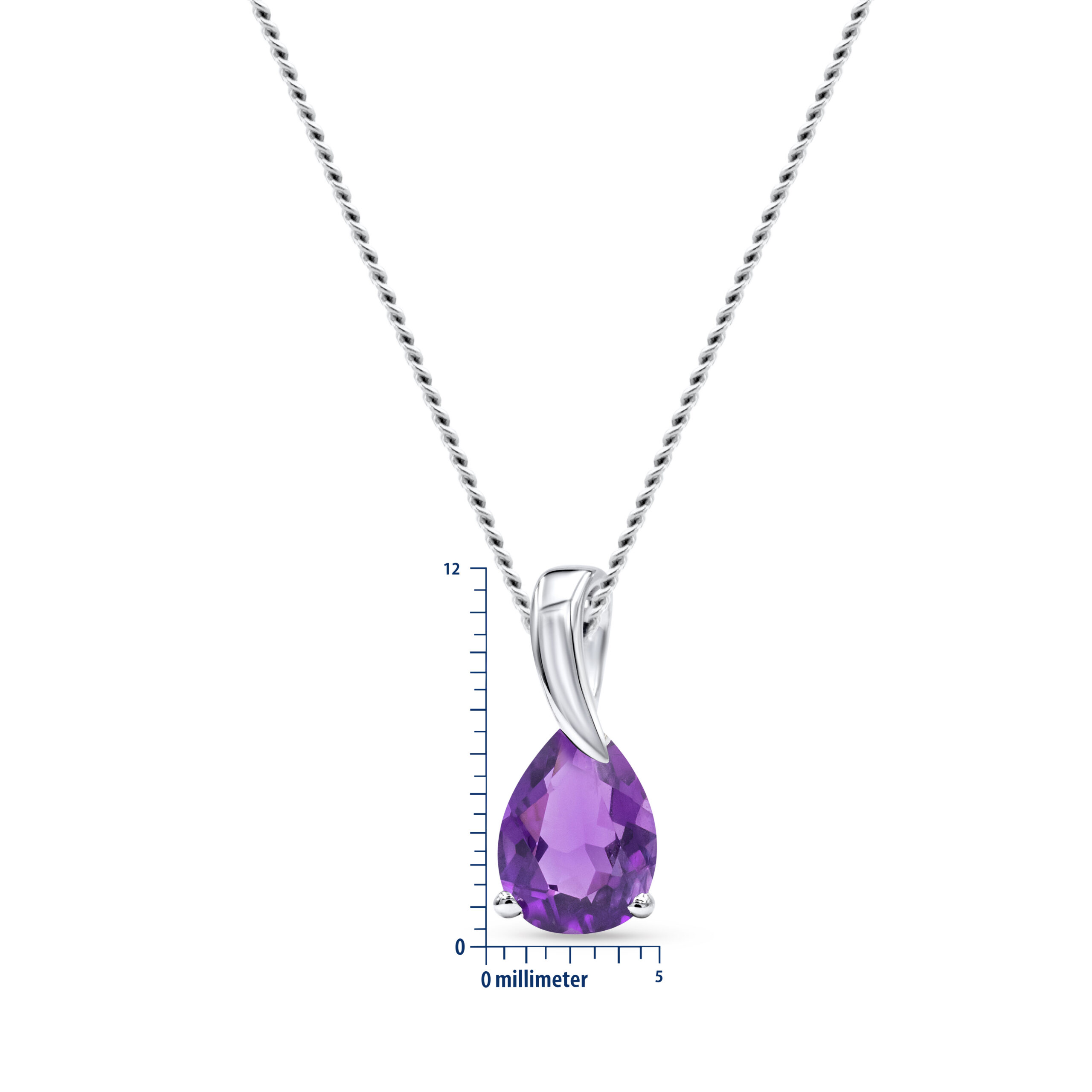 MIORE Collana Oro Bianco 9 Kt Ametista