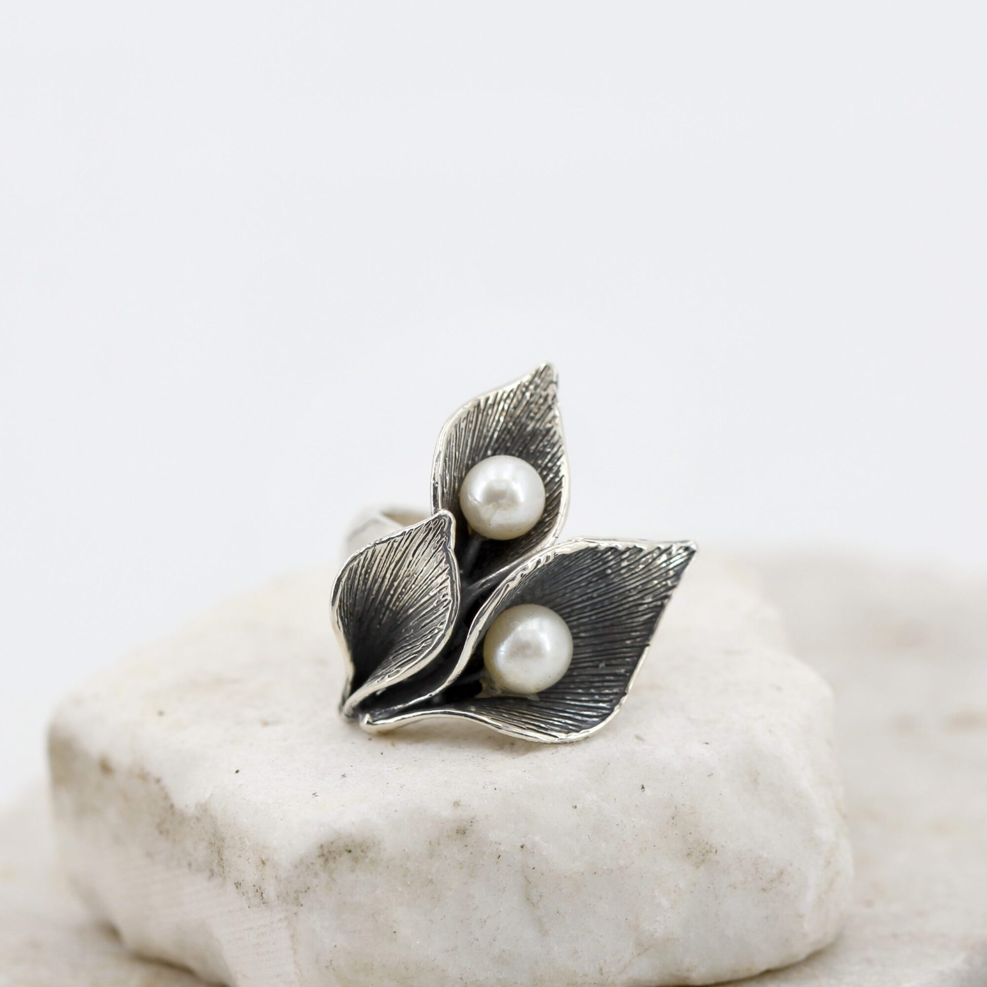 Anna Gioielli Anelli Anello Tre Calle Argento Perle Acqua Dolce