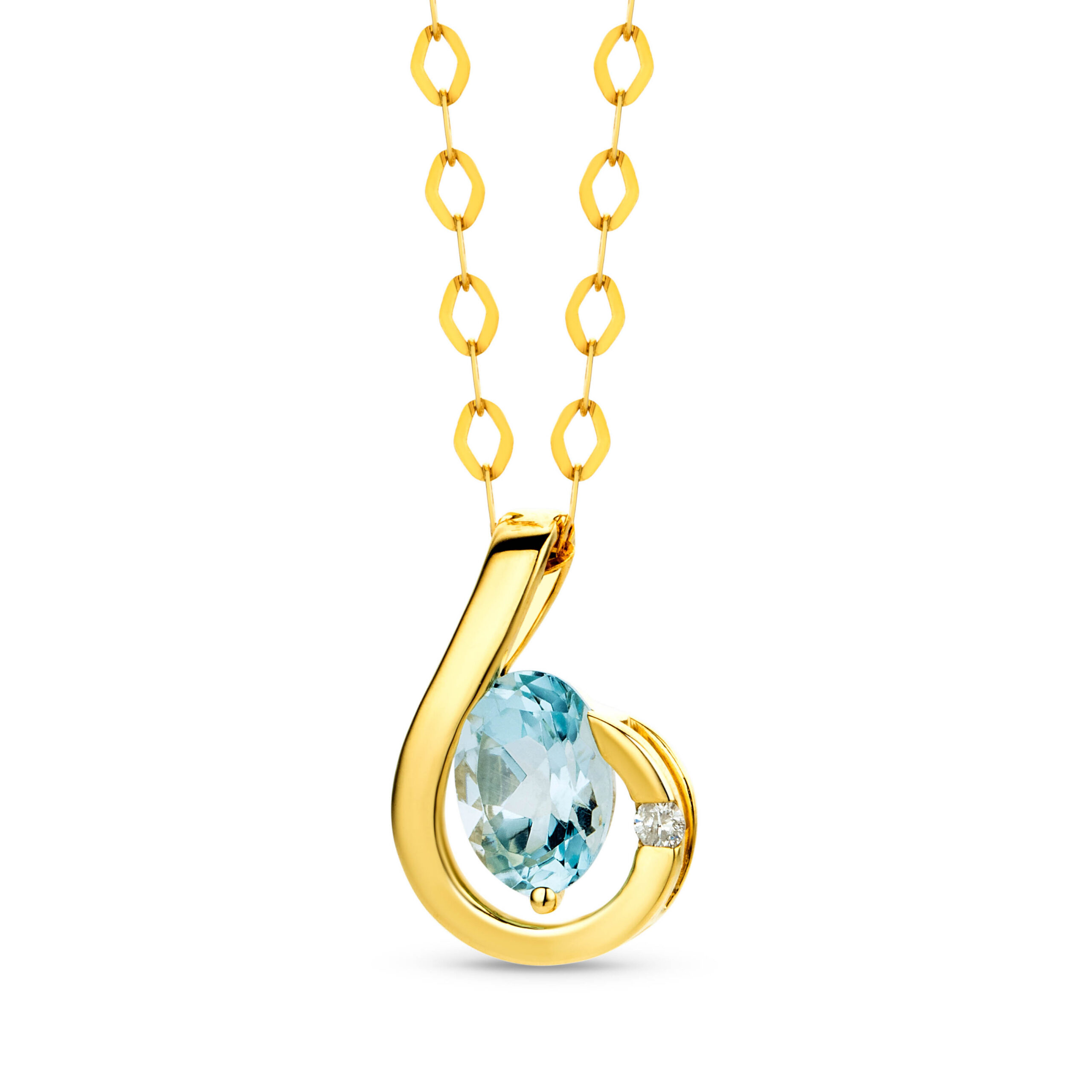 Miore Necklace Collana Oro Giallo 9Kt Topazio Blu