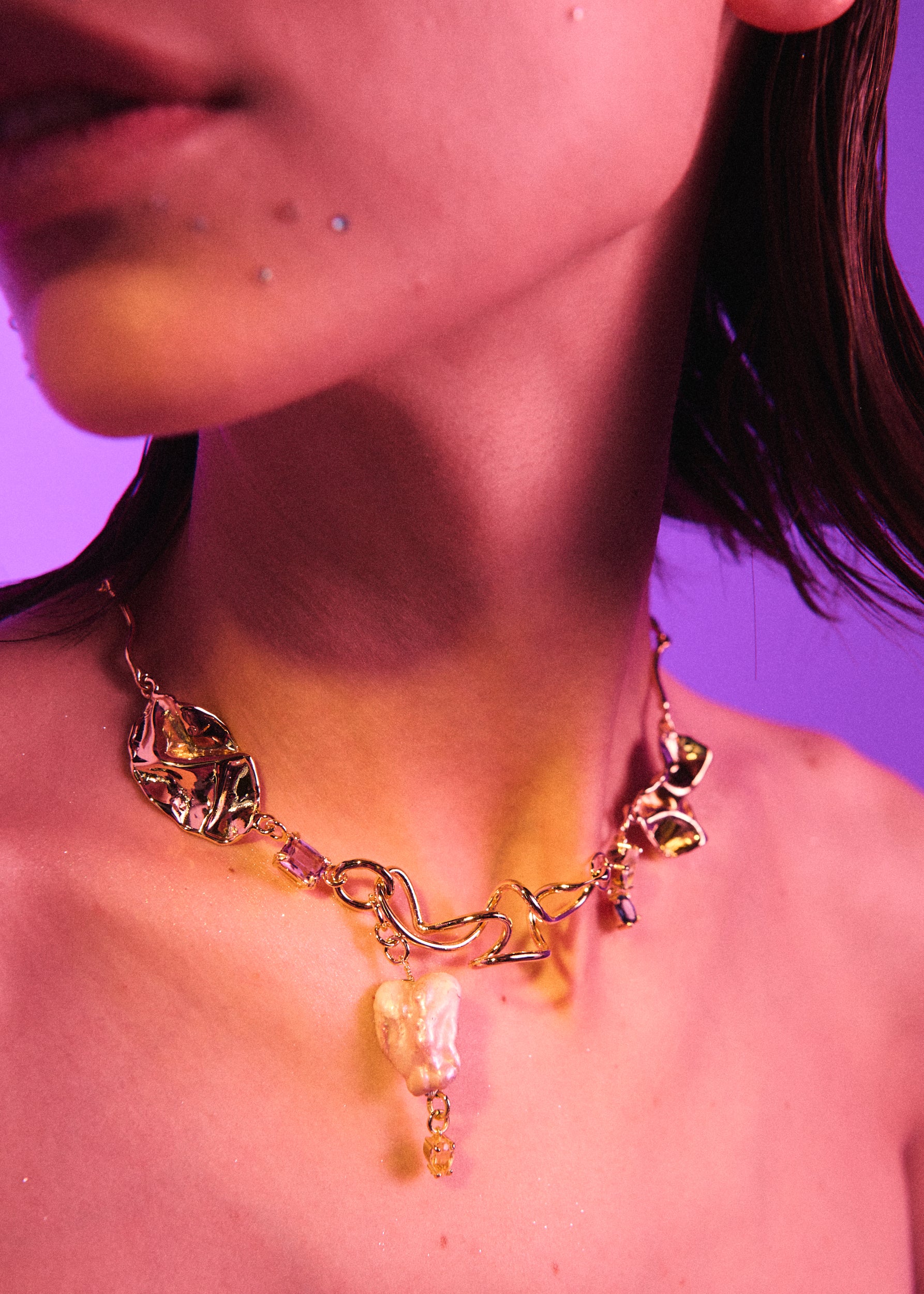 Voodoo Jewels Bold Shapes Eldorado collana dorata perla