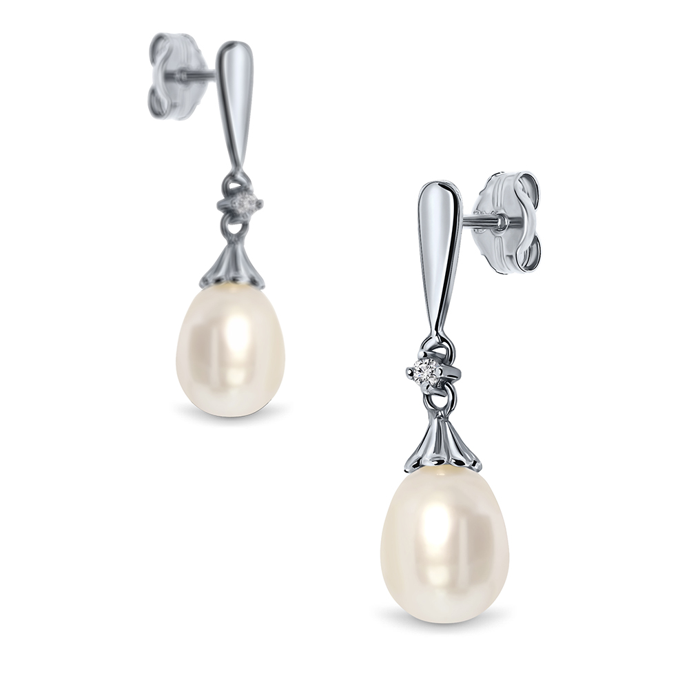 Miore Orecchini oro bianco 9kt perla