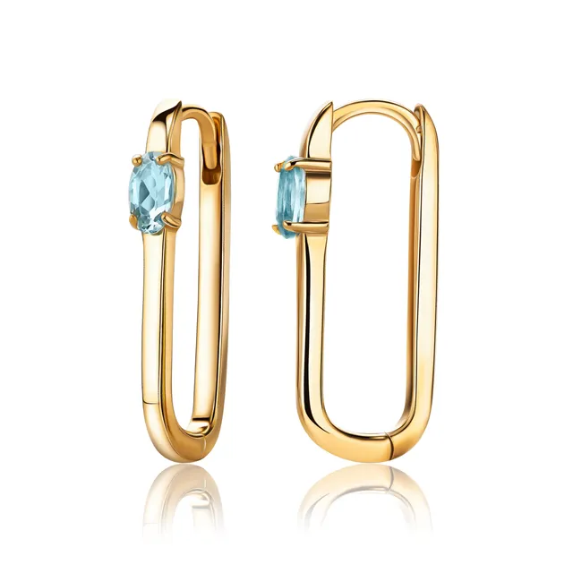 Miore Earrings Orecchini Argento Oro Topazio Blu Svizzero
