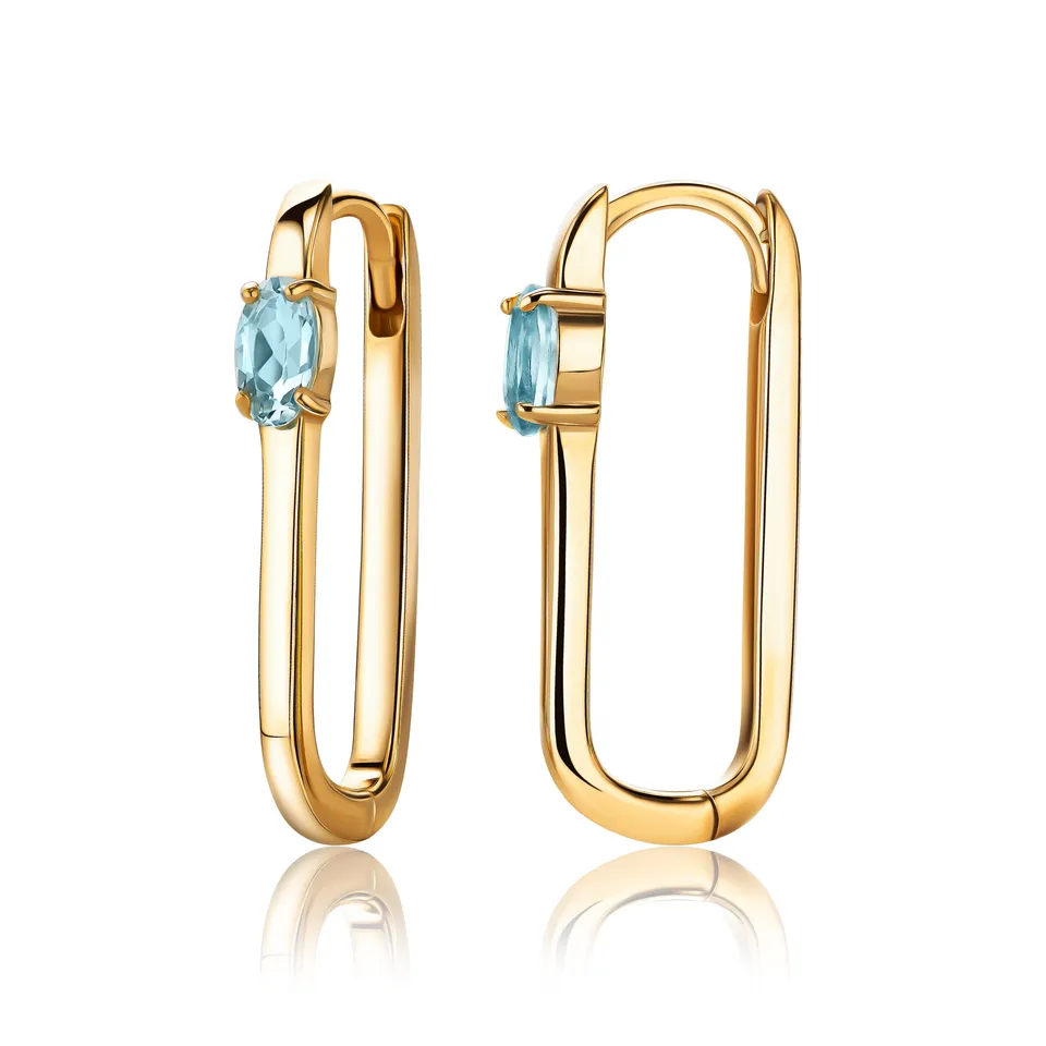 Miore Earrings Orecchini Argento Oro Topazio Blu Svizzero