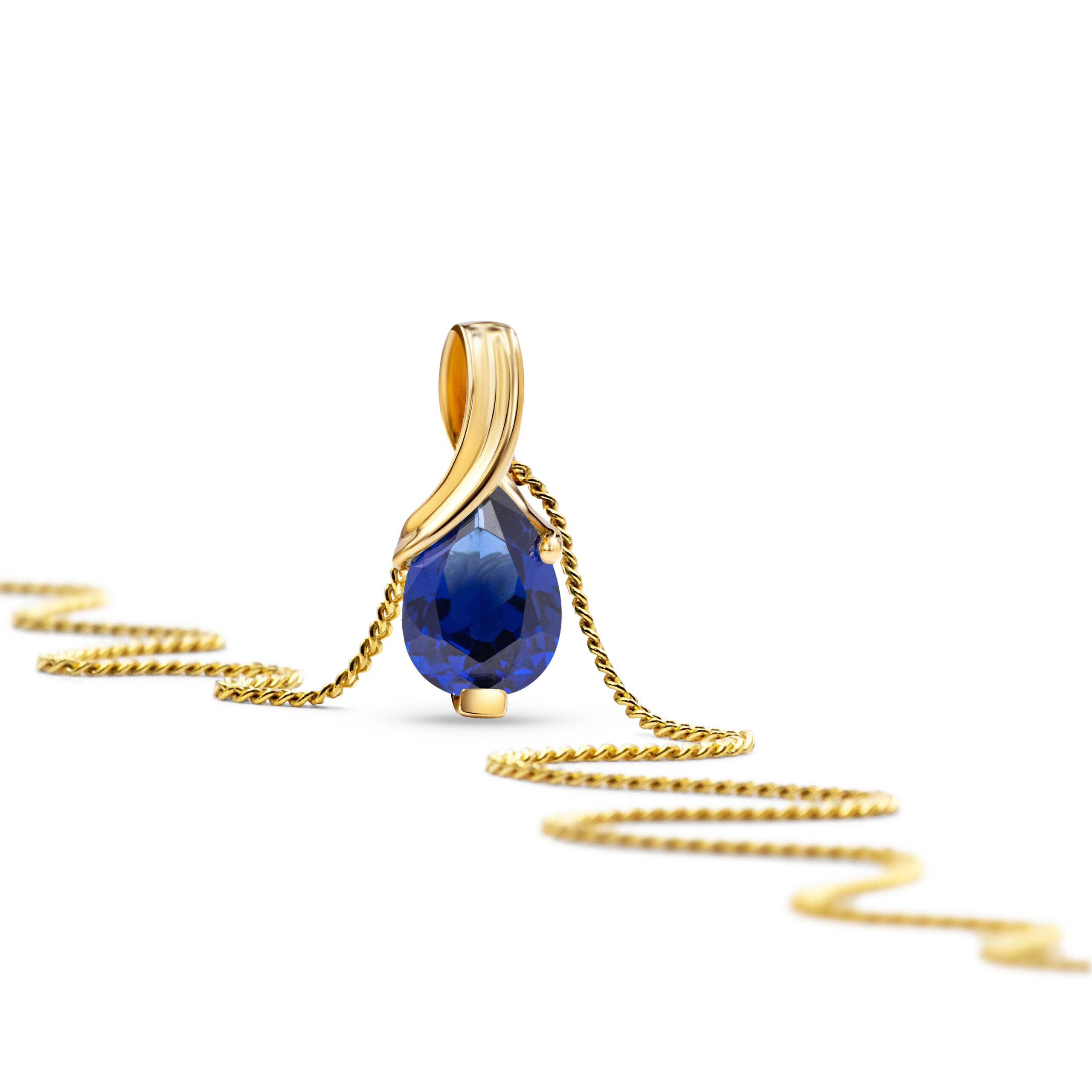 Miore Necklace collana oro giallo 14kt zaffiro creato