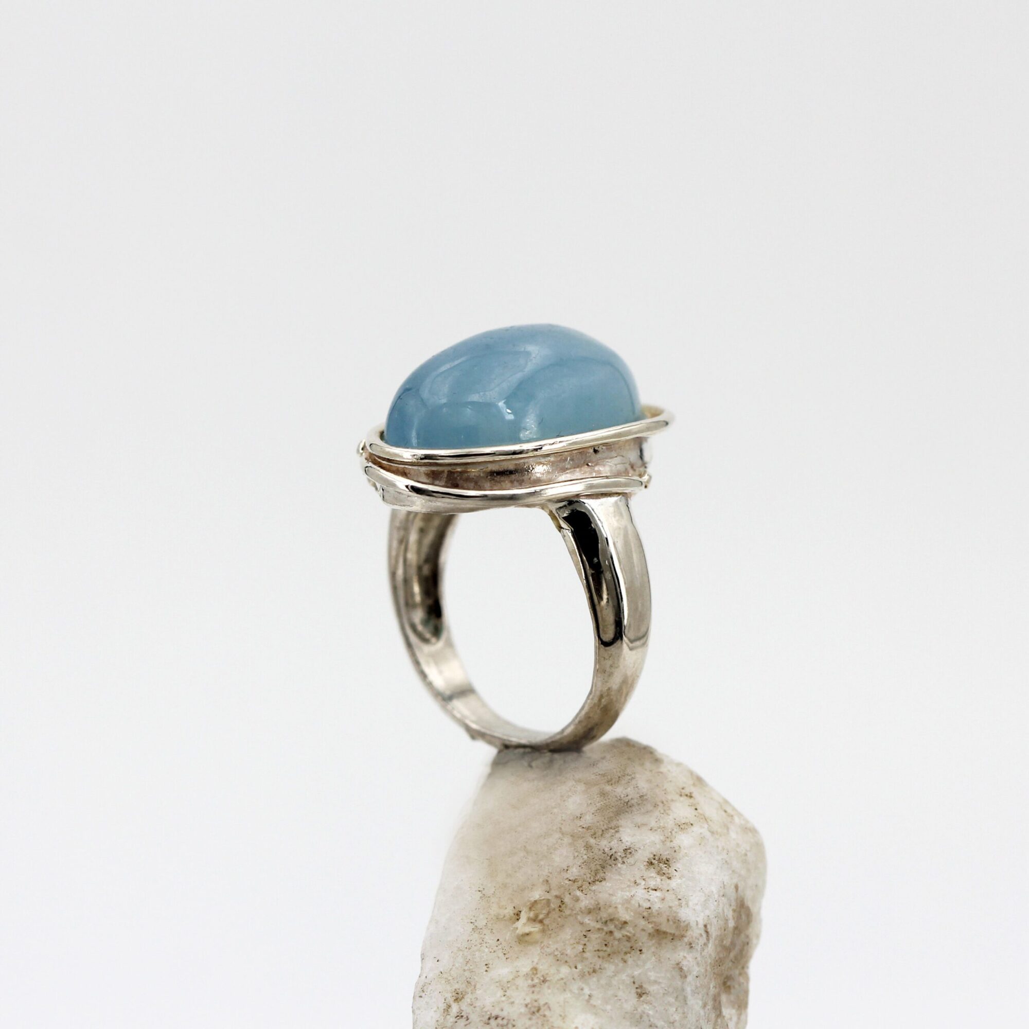 Anna Gioielli Anelli anello argento acquamarina latte cabochon