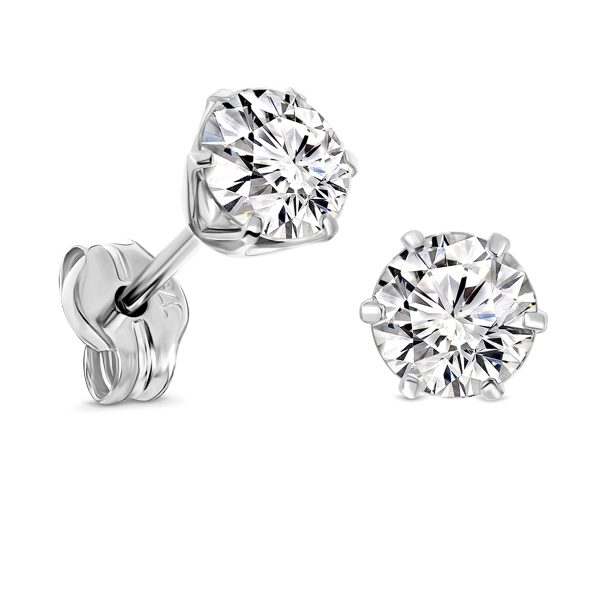 Miore Earrings Orecchini Oro Bianco 9KT Zirconia Bianca