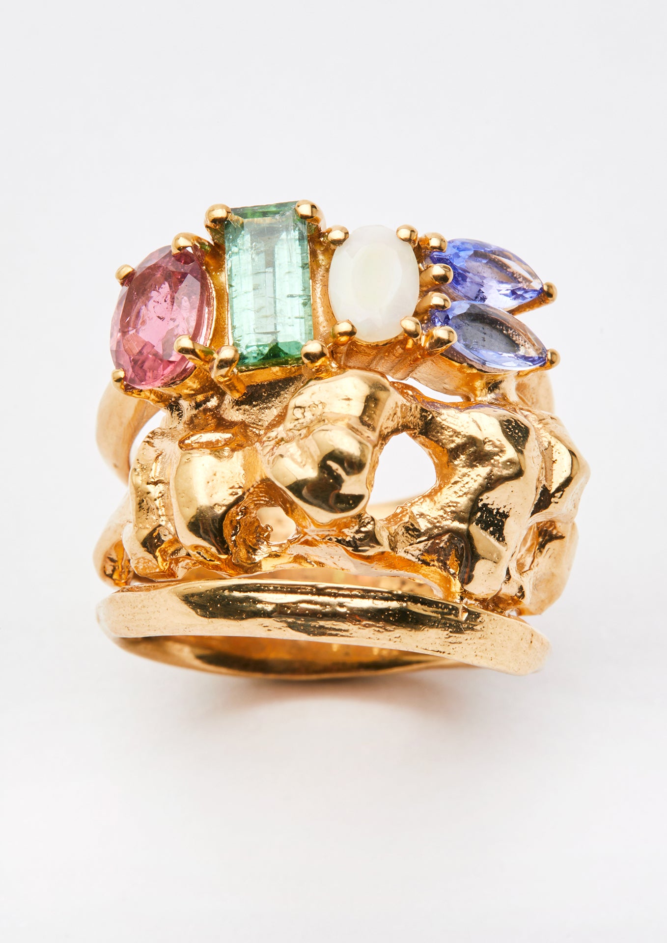 Voodoo Jewels Bold Shapes Ligo anello tormaline opale oro