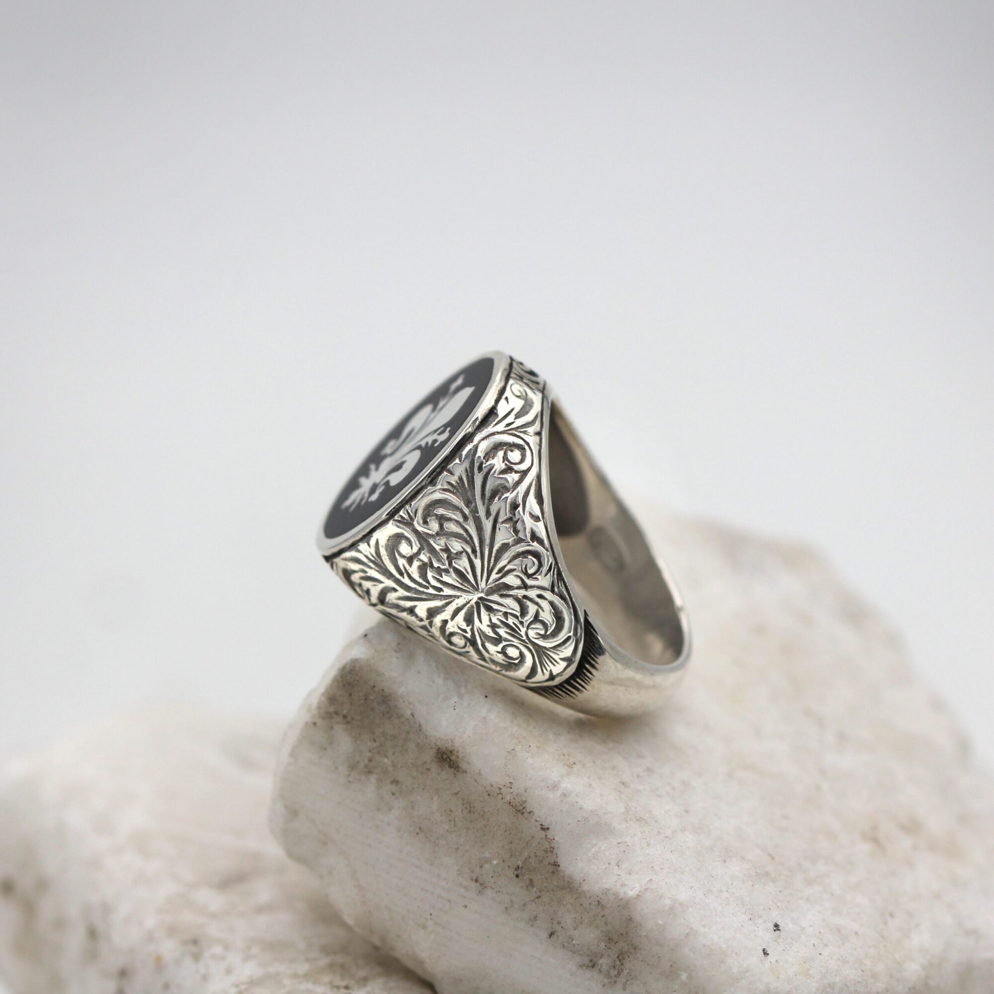 Anna Gioielli Collezione Uomo Anello Argento Giglio Nero