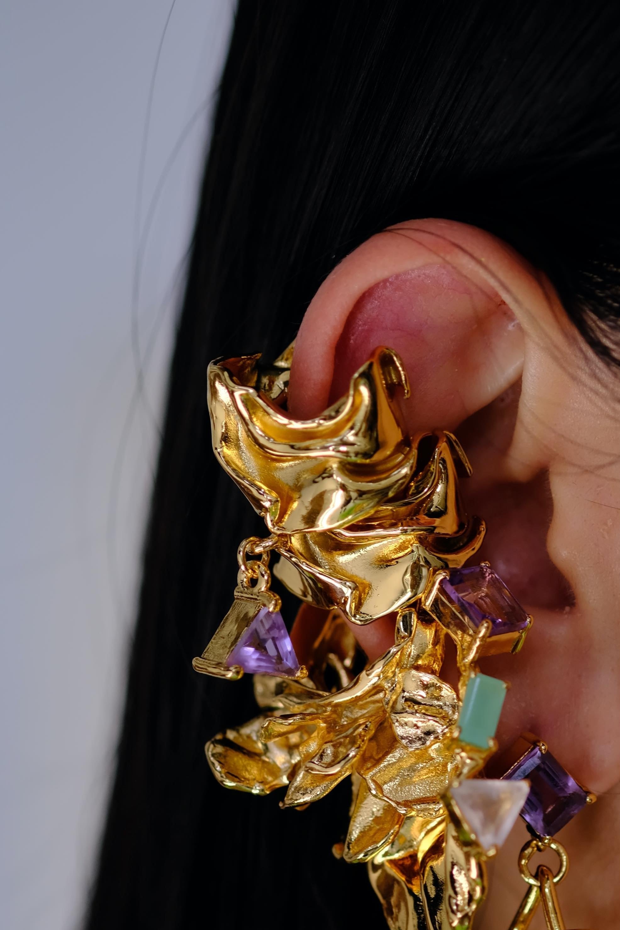Voodoo Jewels Bold Shapes Wawa Earcuff Bronzo Ametista