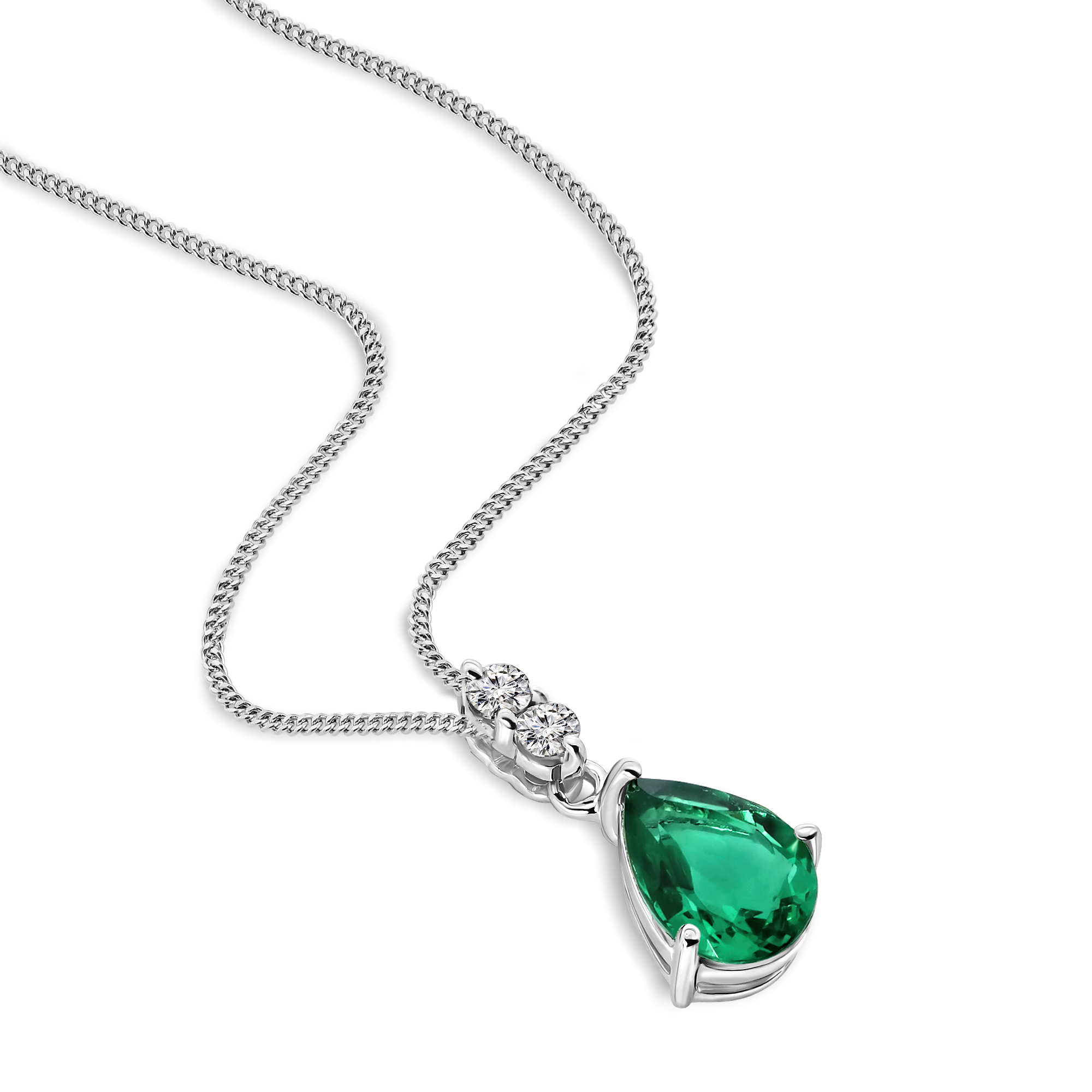 MIORE Collana oro bianco 9kt smeraldo creato