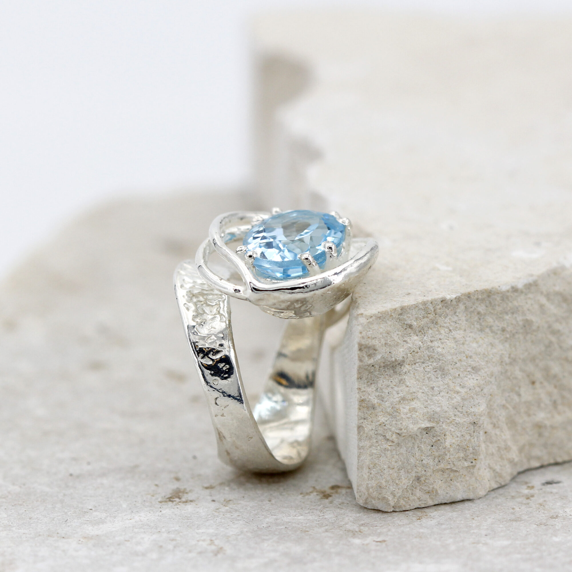 Anna Gioielli Anelli anello argento topazio blu 12x9 mm regolabile