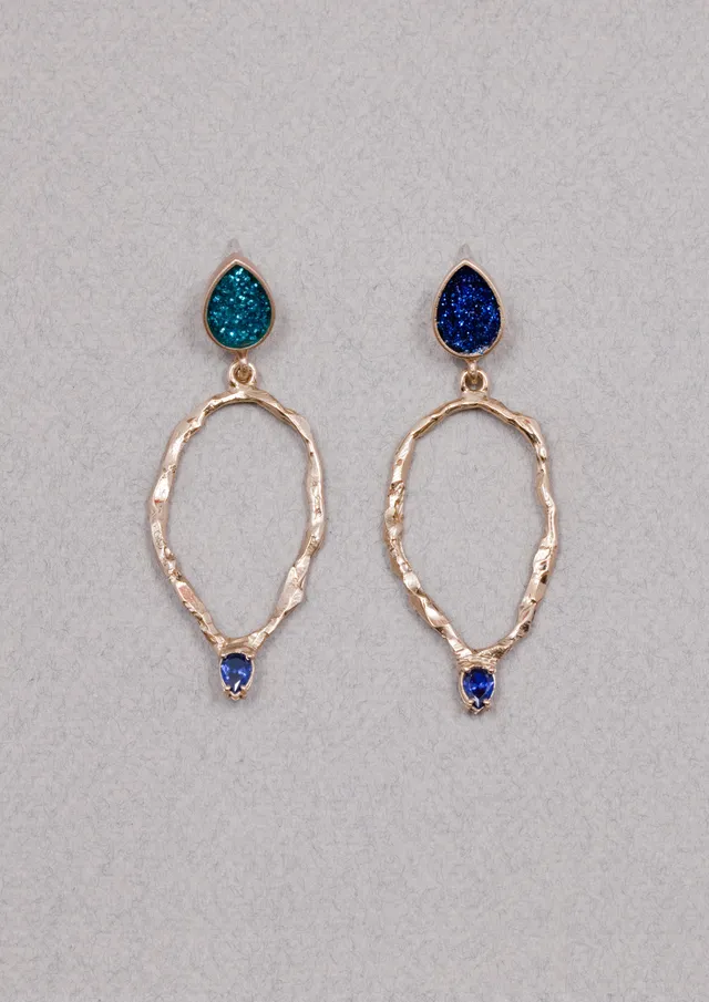 Voodoo Jewels Bold Shapes Fadia orecchini bronzo pietra goccia