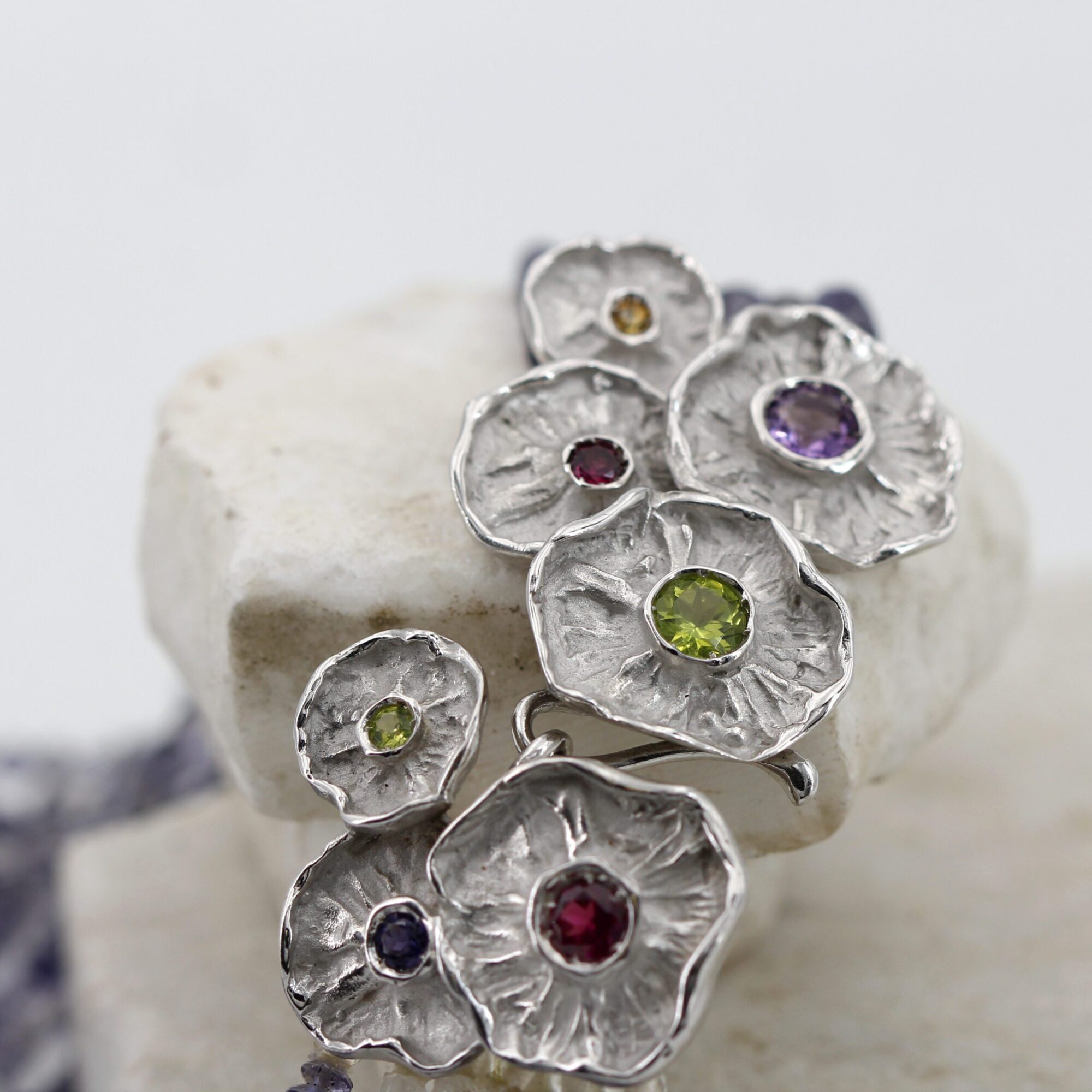 Anna Gioielli Winter Flower Collana argento iolite 6 fili 52 cm