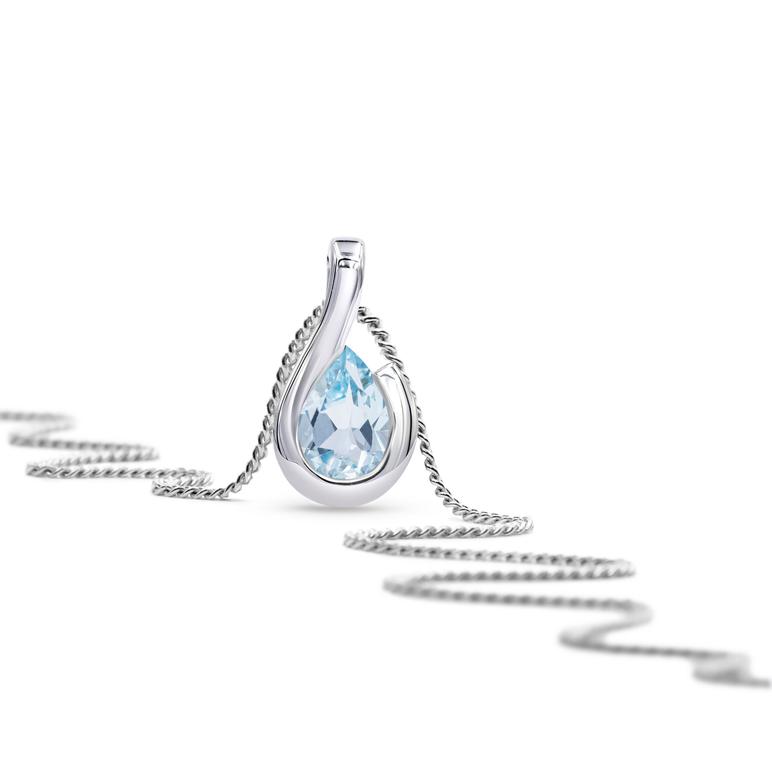 Miore Necklace Collana Oro Bianco 9KT Topazio Blu