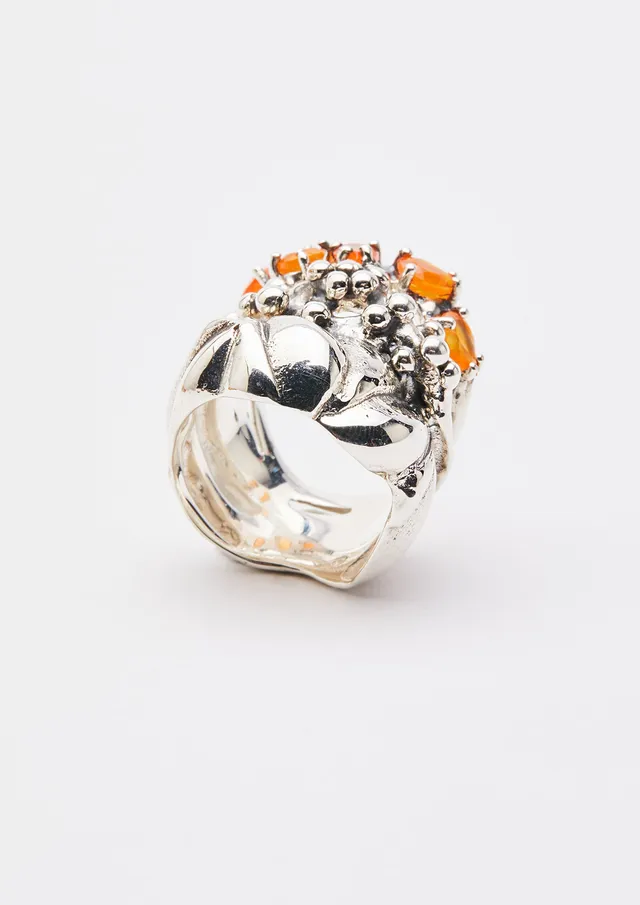 Voodoo Jewels Bold Shapes Kya anello argento corniola taglia M