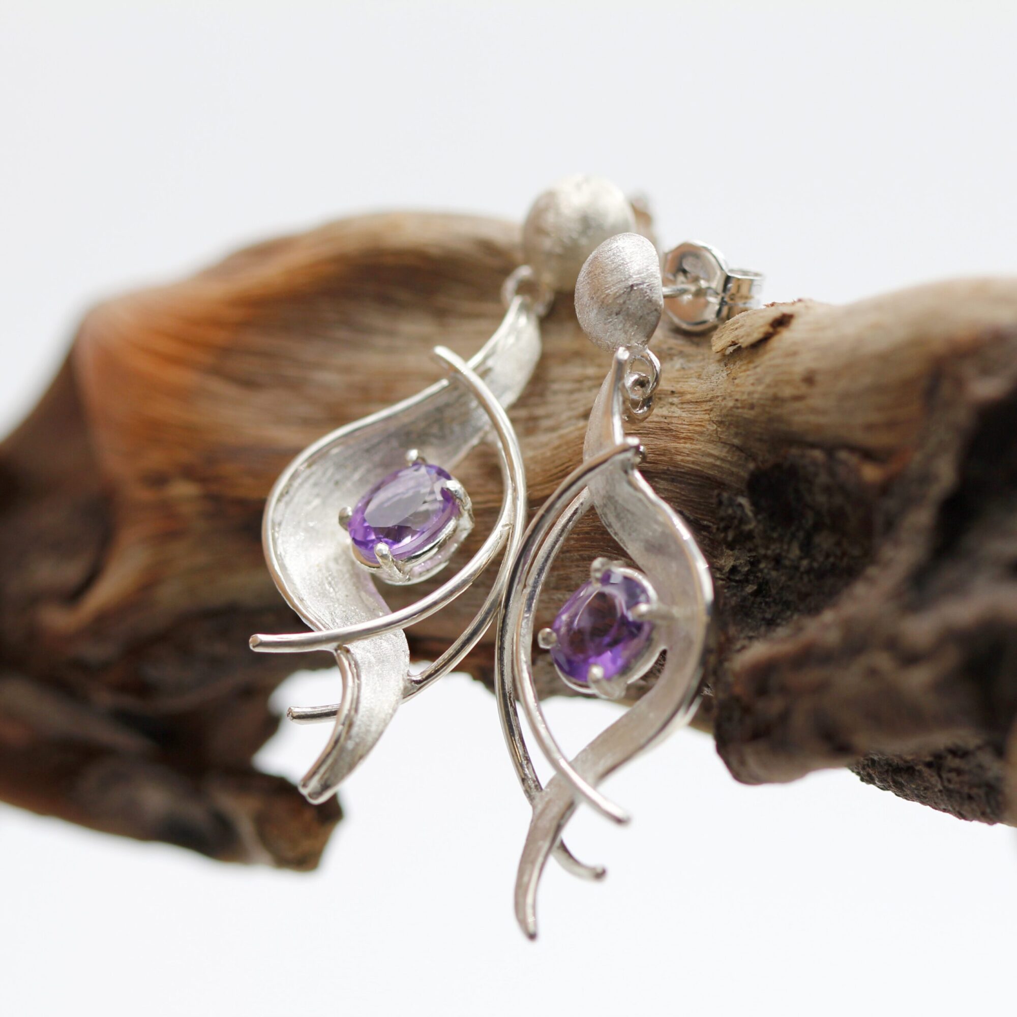 Anna Gioielli Orecchini Pendenti Argento Ametiste Viola 45 mm