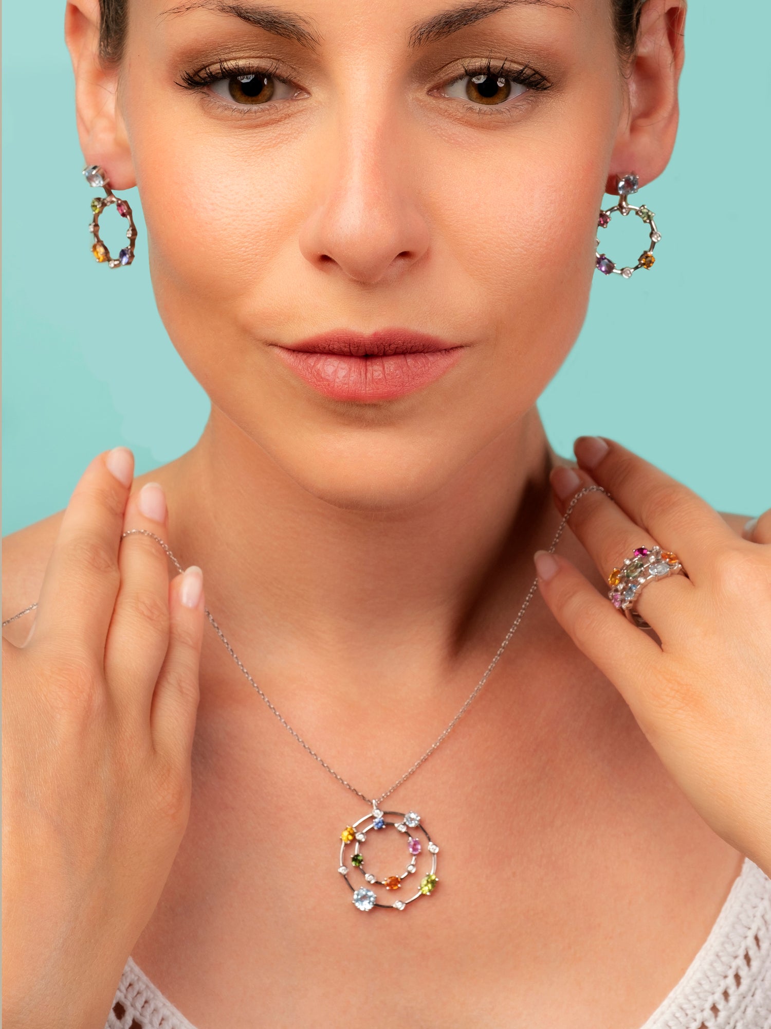 Noi Gioielli Incanto ciondolo oro rosa 18kt zaffiri 30 mm