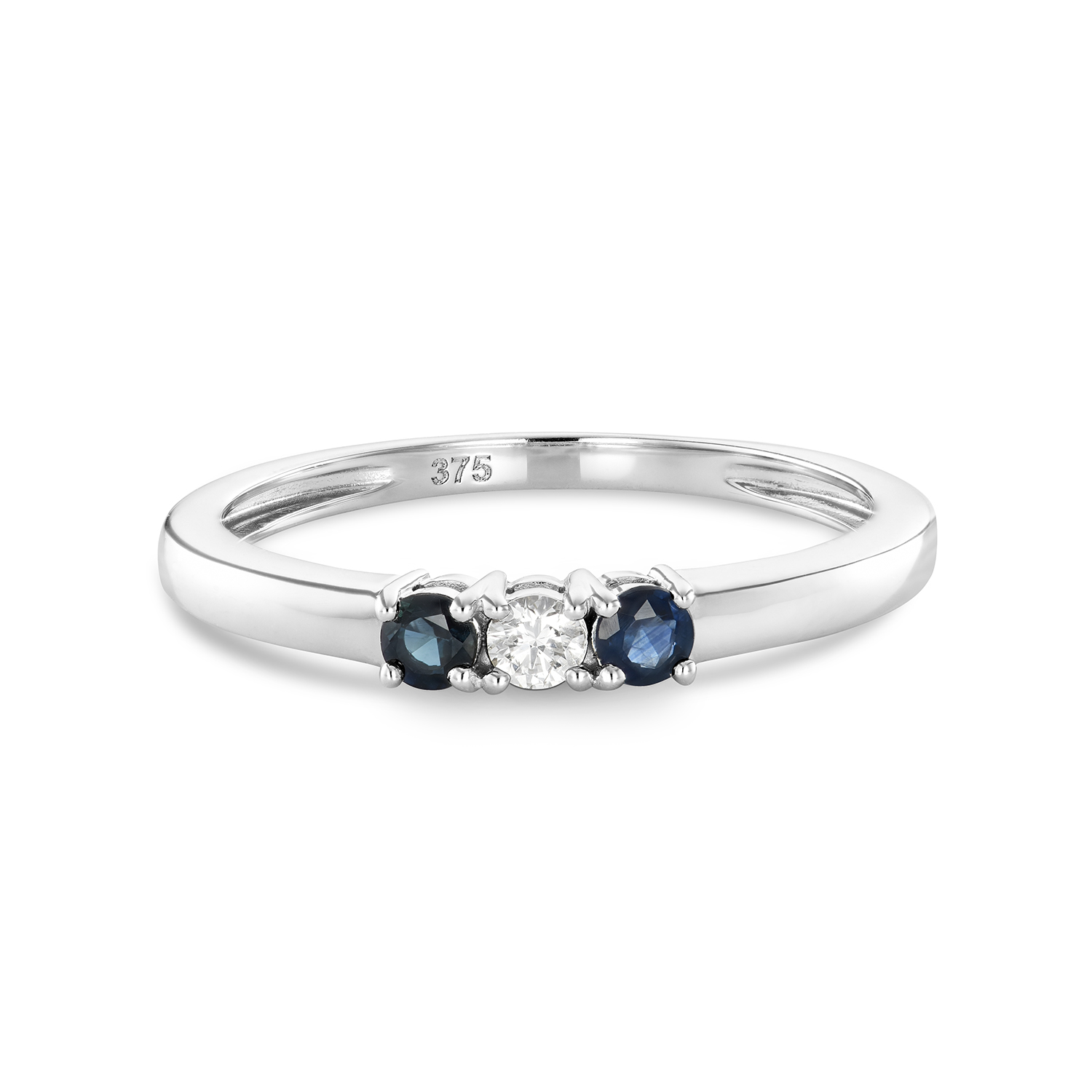 Miore Ring Anello Oro Bianco 9Kt Zaffiro Naturale