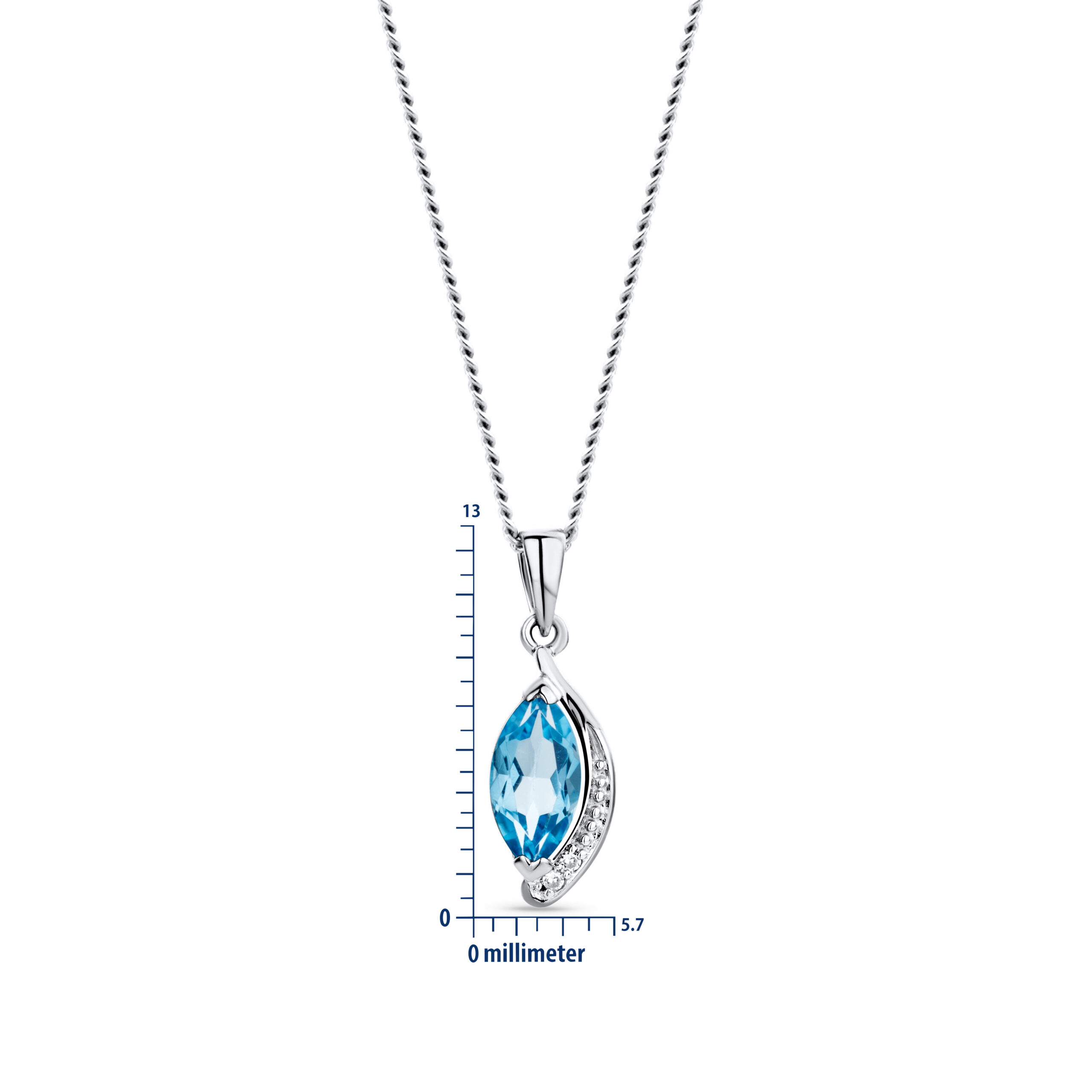 Miore Necklace collana oro bianco 9kt topazio blu