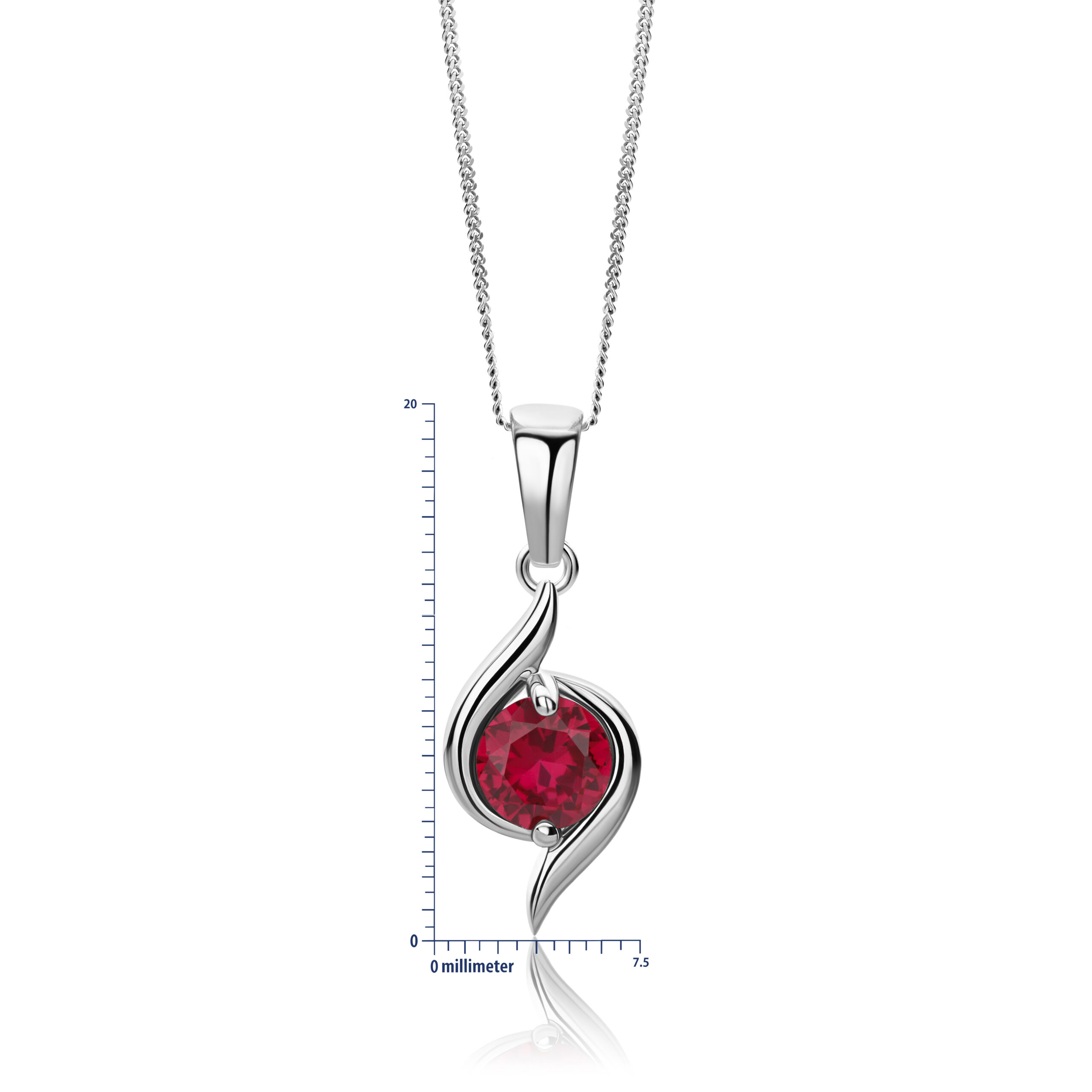 Miore Collana Oro Bianco 9Kt Rubino Creato