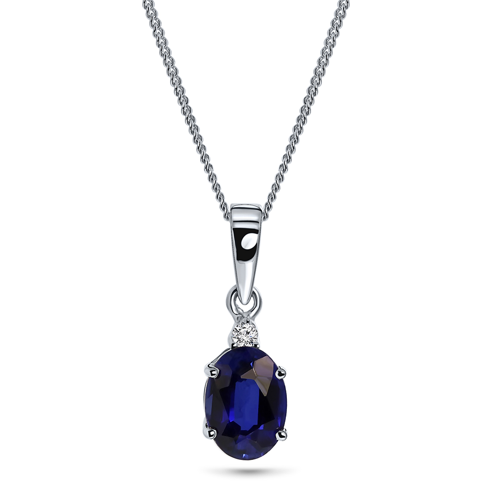 Miore Necklace Collana Oro Bianco 9Kt Zaffiro Blu
