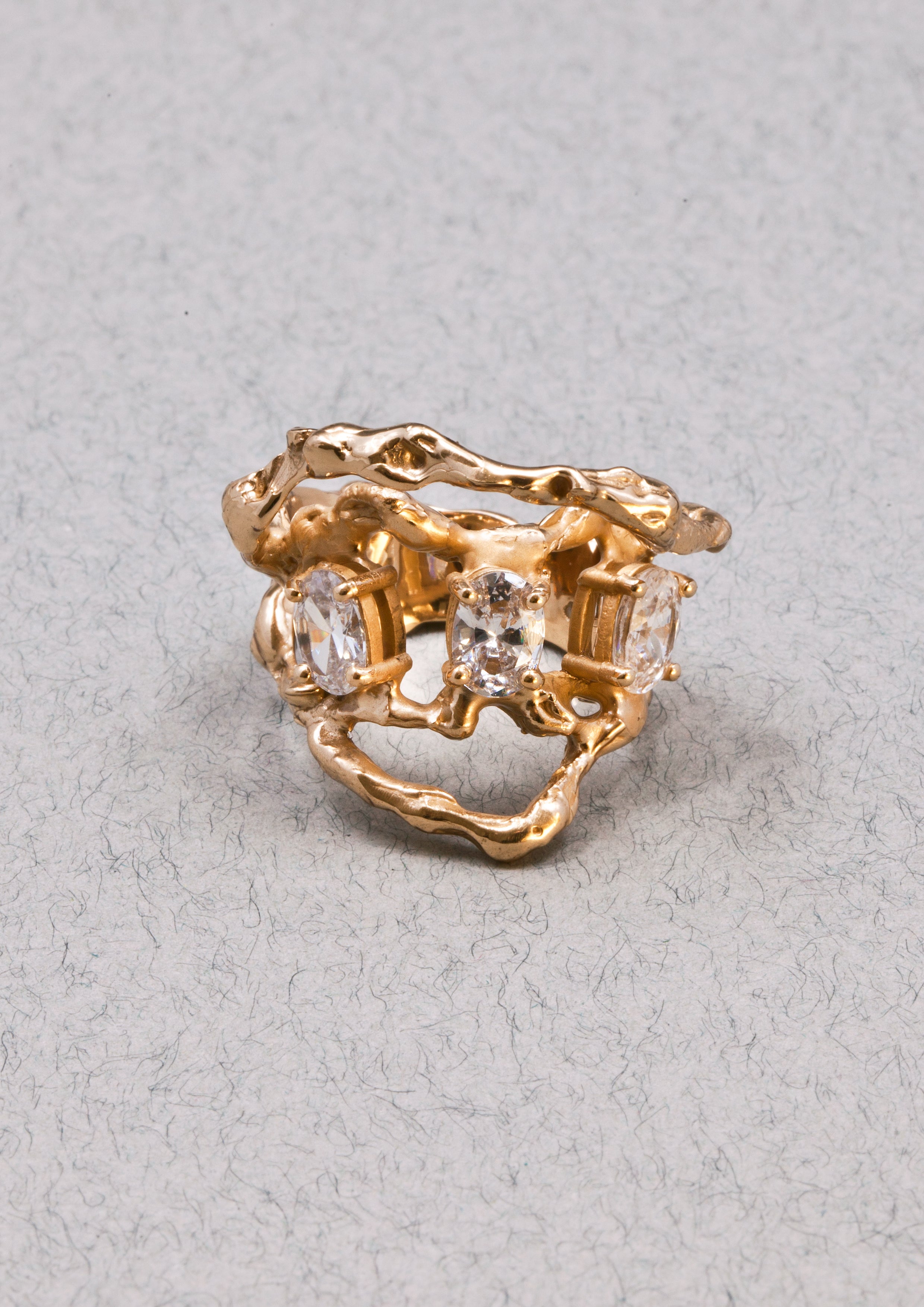 Voodoo Jewels Bold Shapes Gold Branch anello zirconi oro