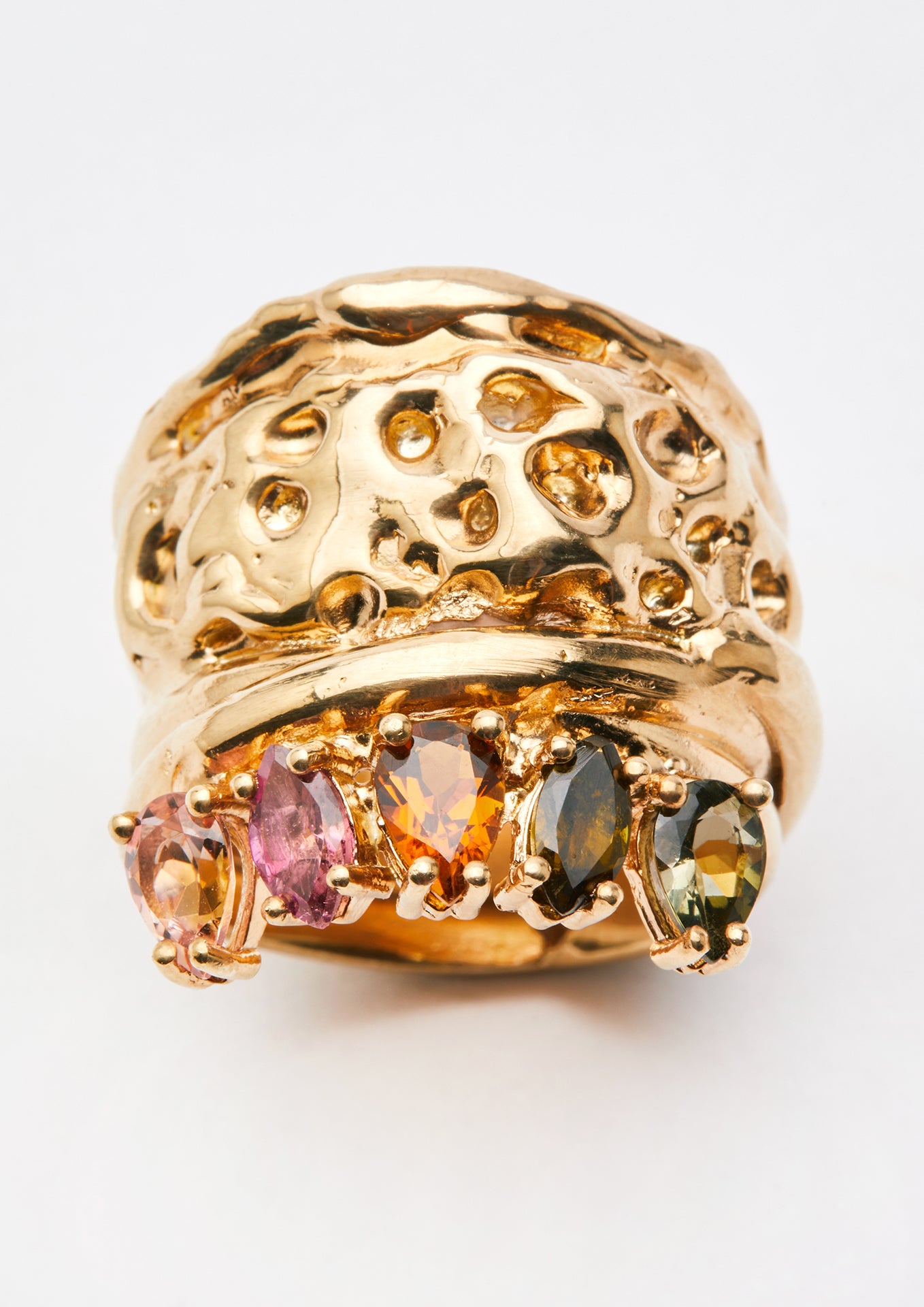 Voodoo Jewels Bold Shapes Cata anello oro tormaline naturali
