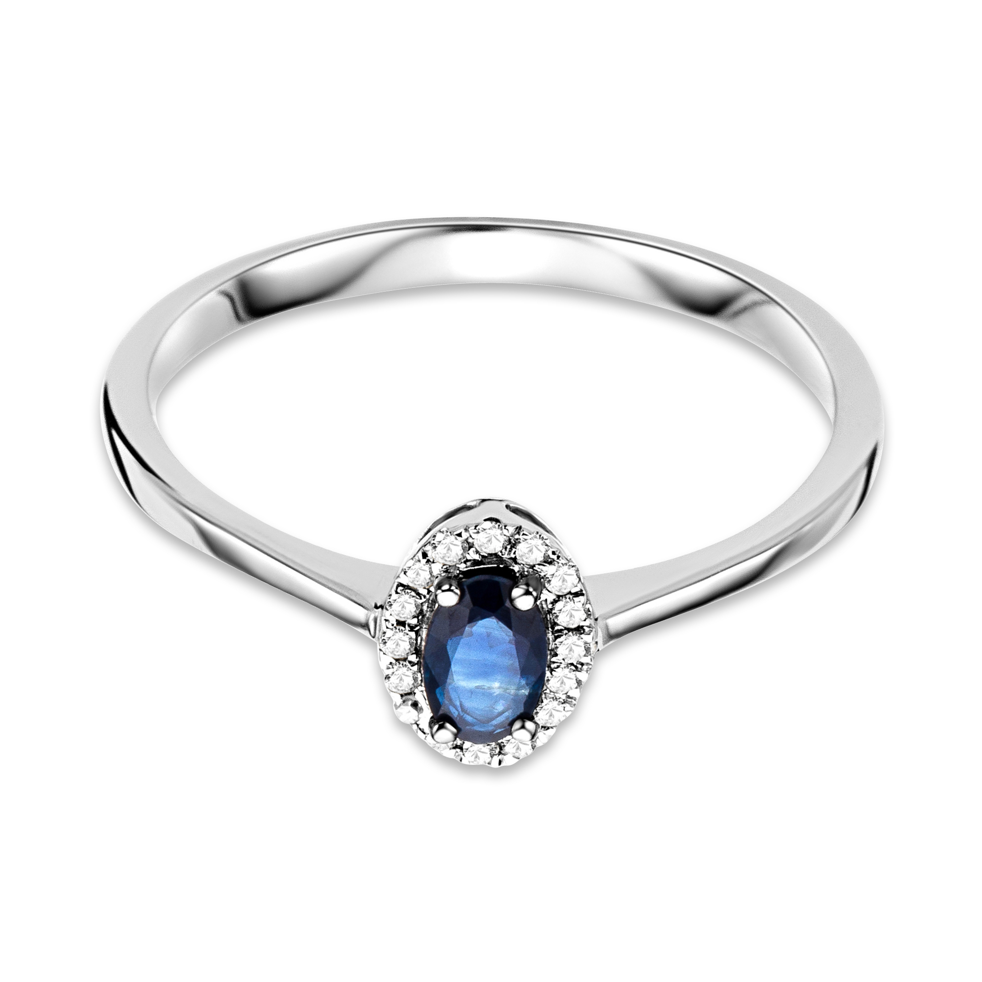 Miore Anello Oro Bianco 9Kt 375 Zaffiro Naturale