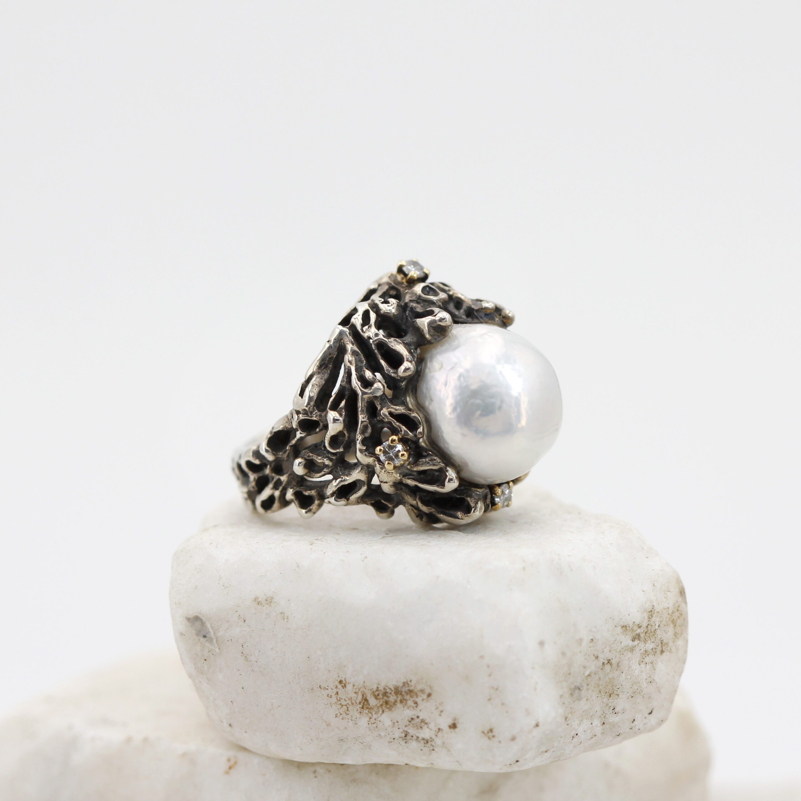 Anna Gioielli Anelli anello argento perla diamanti 0,06 ct